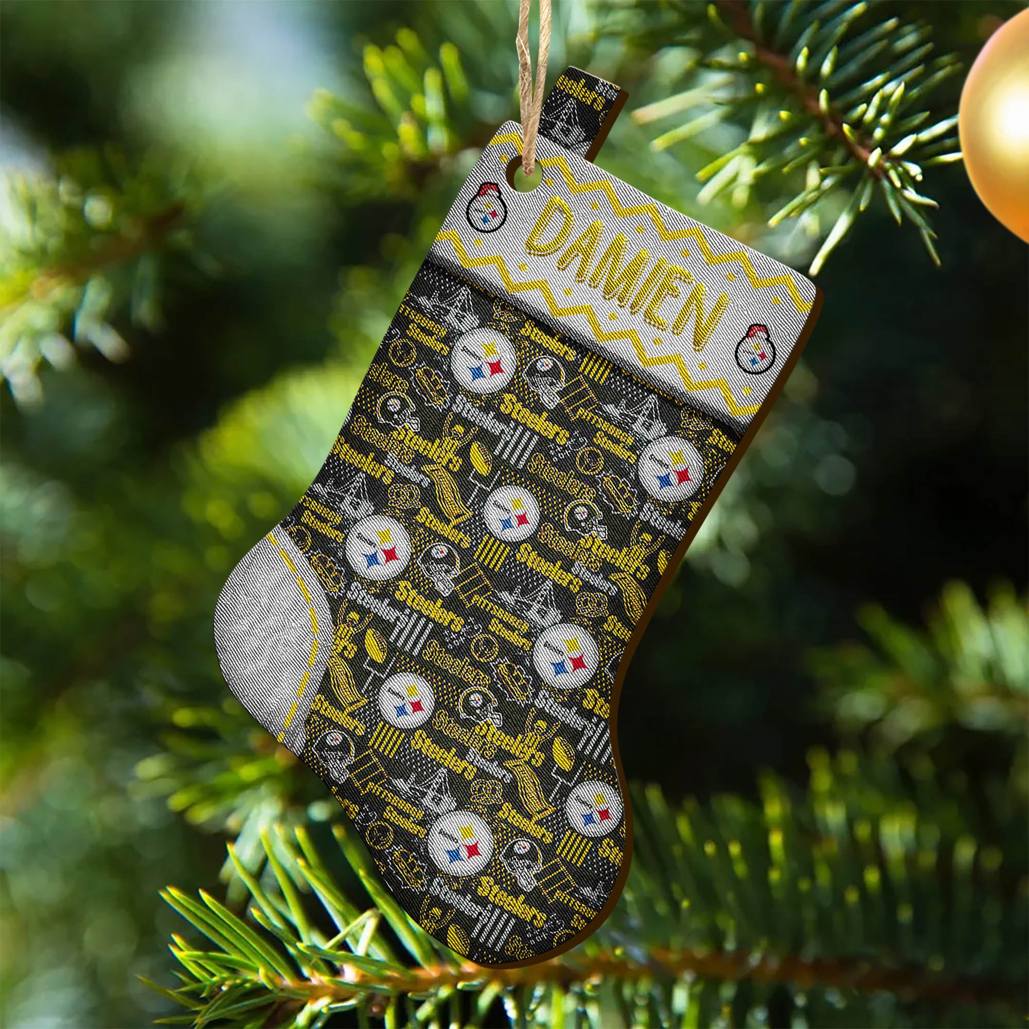 Pittsburgh Steelers Wooden Ornament 2024 Version Custom Your Name, Christmas Stocking Ornaments, Christmas Gifts For Sport Fans ETHY-53300