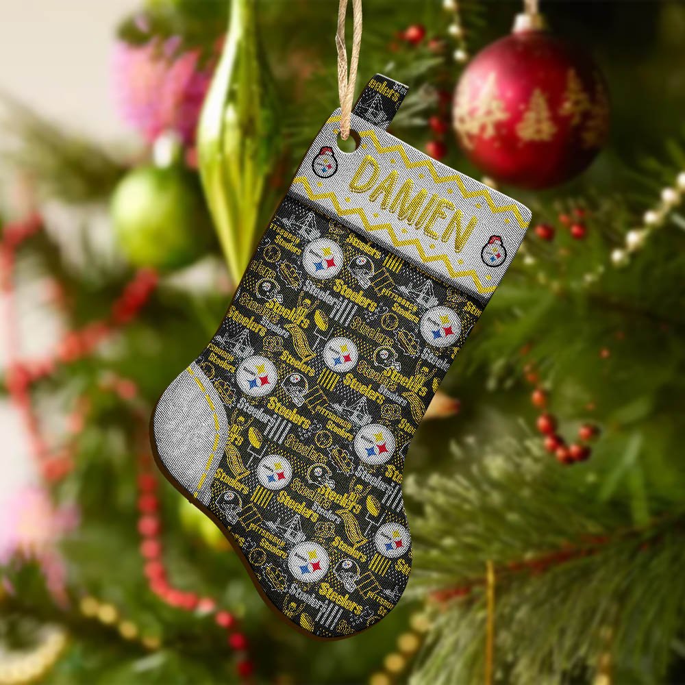Alternative view of Pittsburgh Steelers Wooden Ornament 2024 Version Custom Your Name, Christmas Stocking Ornaments, Christmas Gifts For Sport Fans ETHY-53300