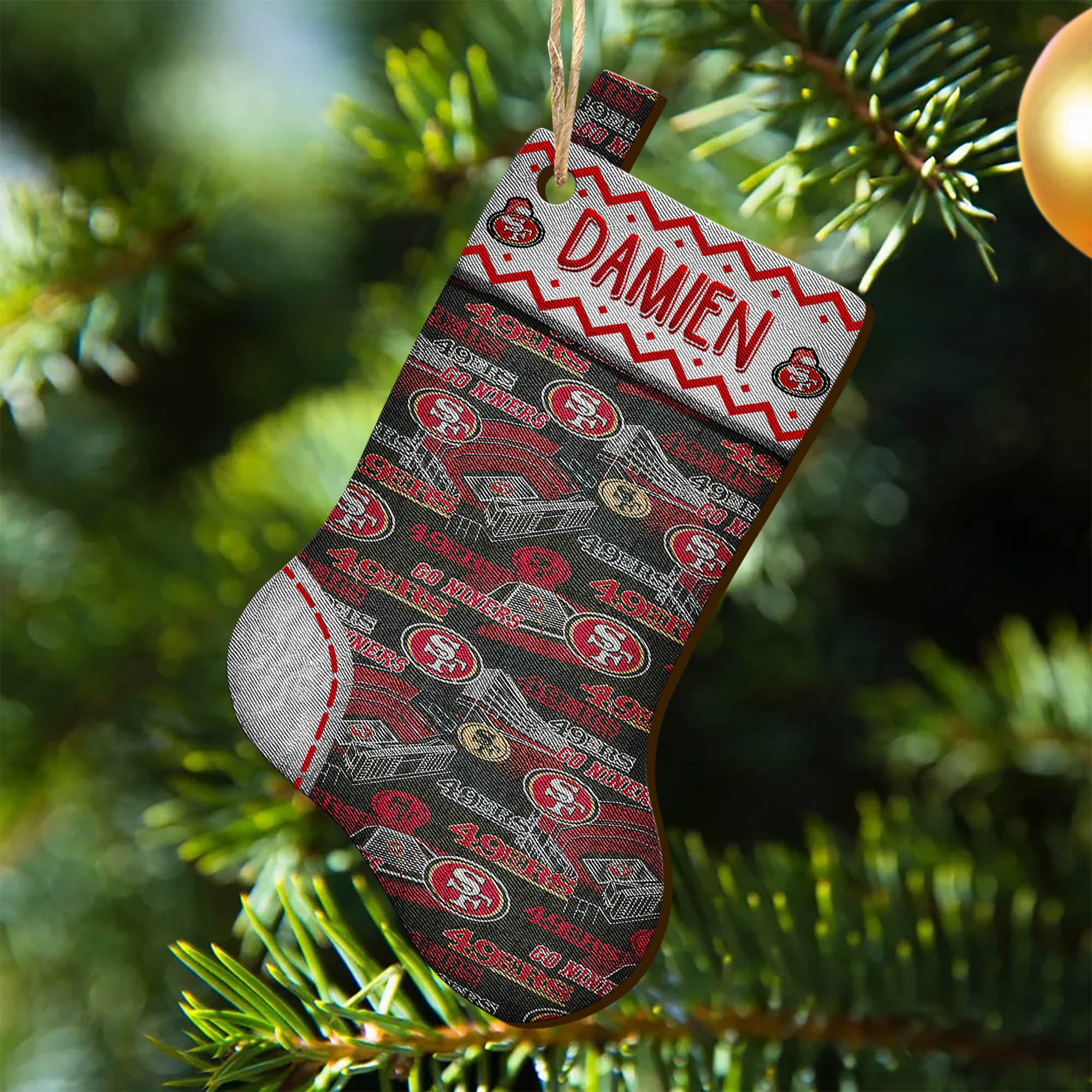 San Francisco 49ers Wooden Ornament 2024 Version Custom Your Name, Christmas Stocking Ornaments, Christmas Gifts For Sport Fans ETHY-53300