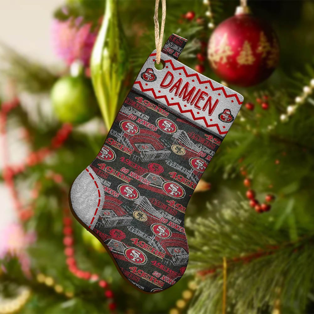 Alternative view of San Francisco 49ers Wooden Ornament 2024 Version Custom Your Name, Christmas Stocking Ornaments, Christmas Gifts For Sport Fans ETHY-53300