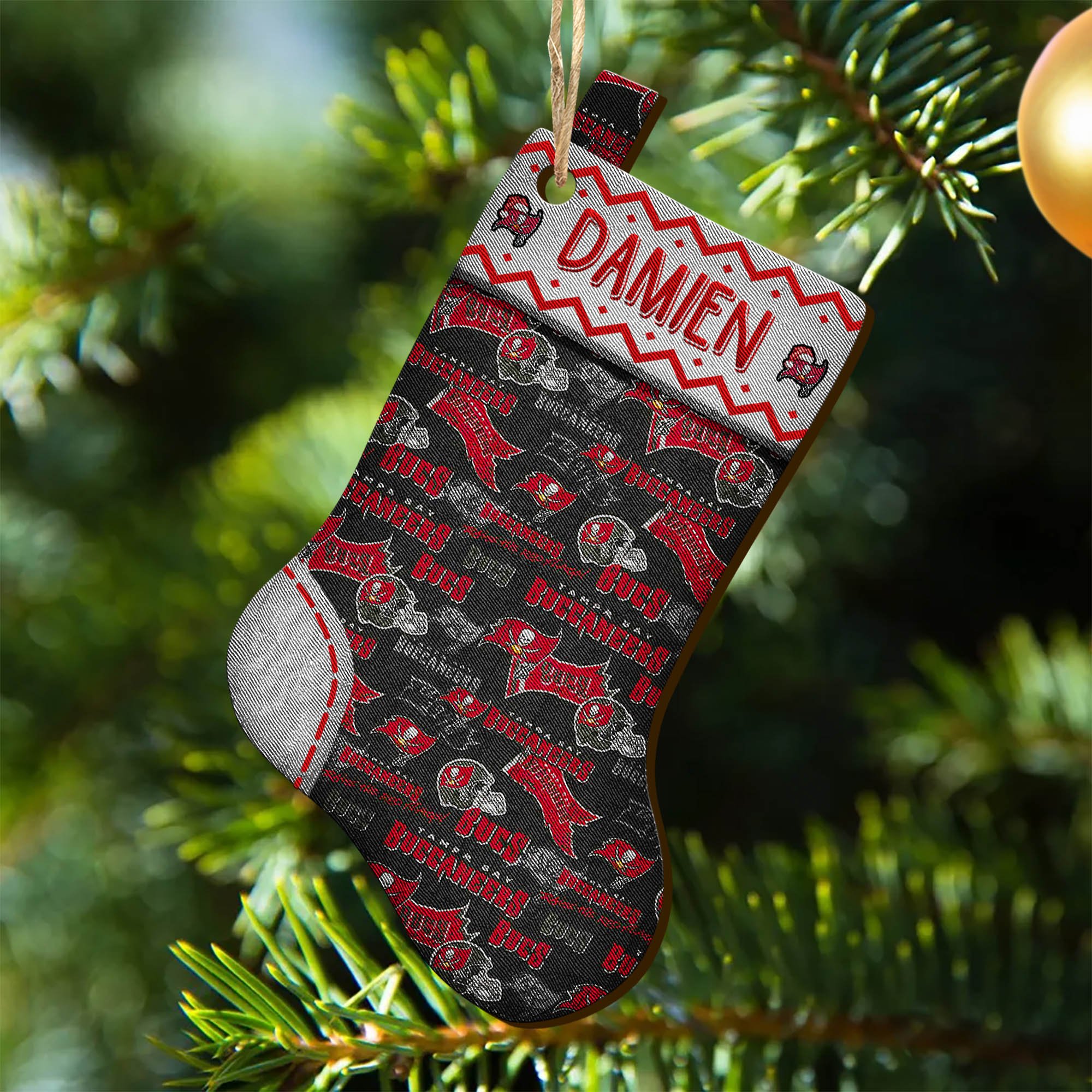 Tampa Bay Buccaneers Wooden Ornament 2024 Version Custom Your Name, Christmas Stocking Ornaments, Christmas Gifts For Sport Fans ETHY-53300