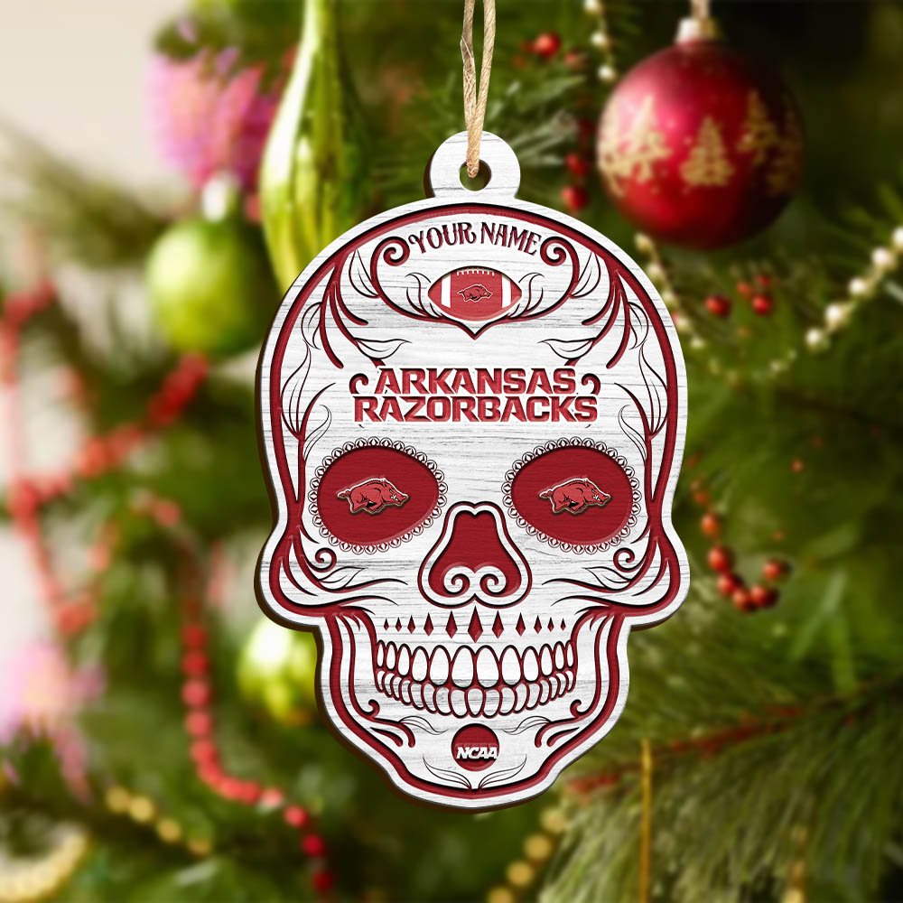 Alternative view of Arkansas Razorbacks Sport Wooden Ornament 2024 Version Personalized Your Name, Football Team And Skull Ornaments, Christmas Tree Decorations ETHY-53301