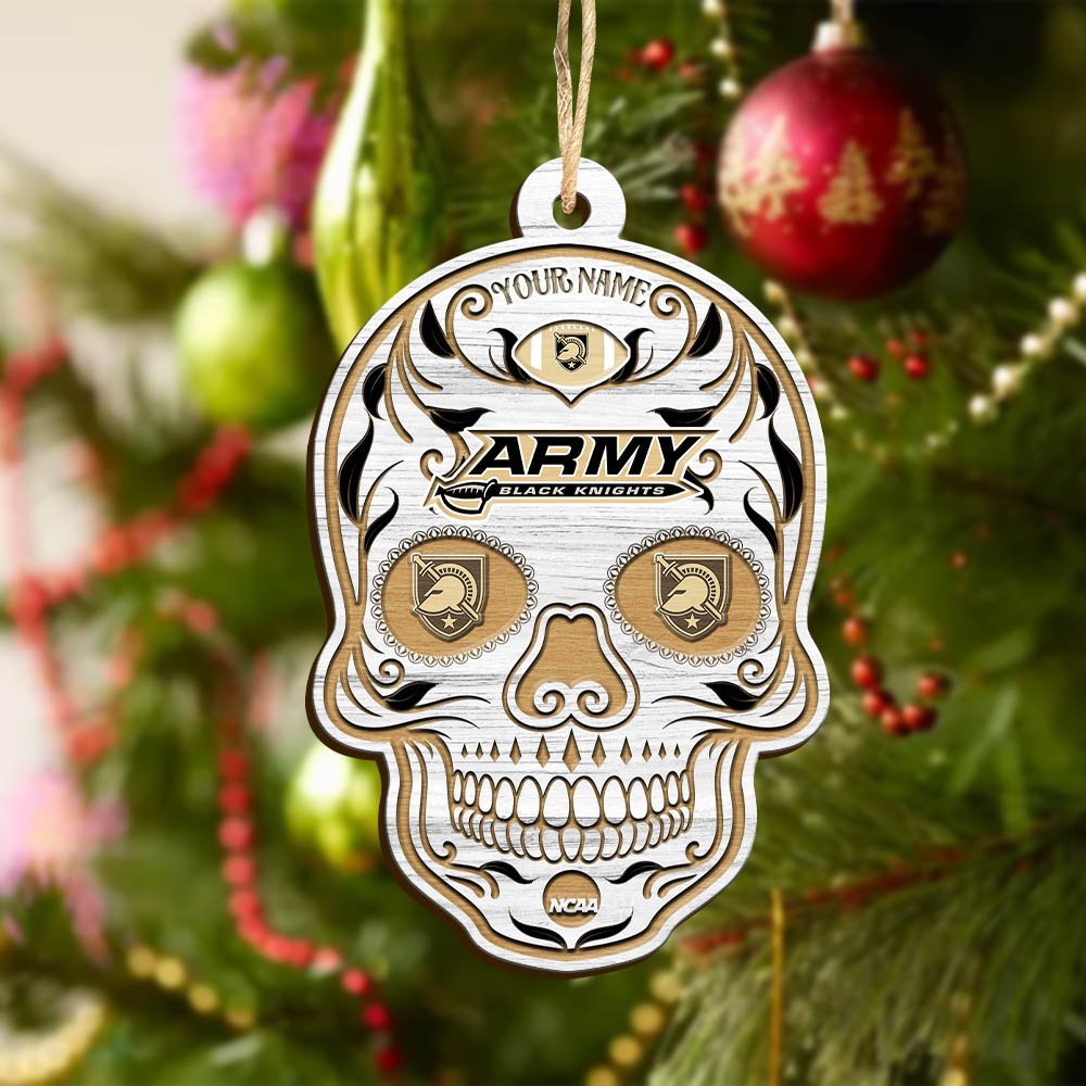 Alternative view of Army Black Knights Sport Wooden Ornament 2024 Version Personalized Your Name, Football Team And Skull Ornaments, Christmas Tree Decorations ETHY-53301