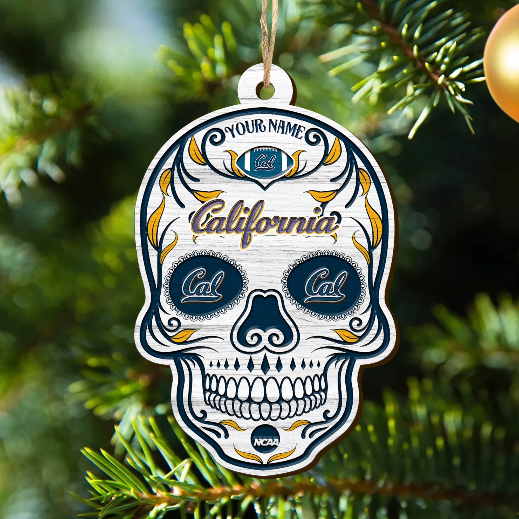 California Golden Bears Sport Wooden Ornament 2024 Version Personalized Your Name, Football Team And Skull Ornaments, Christmas Tree Decorations ETHY-53301