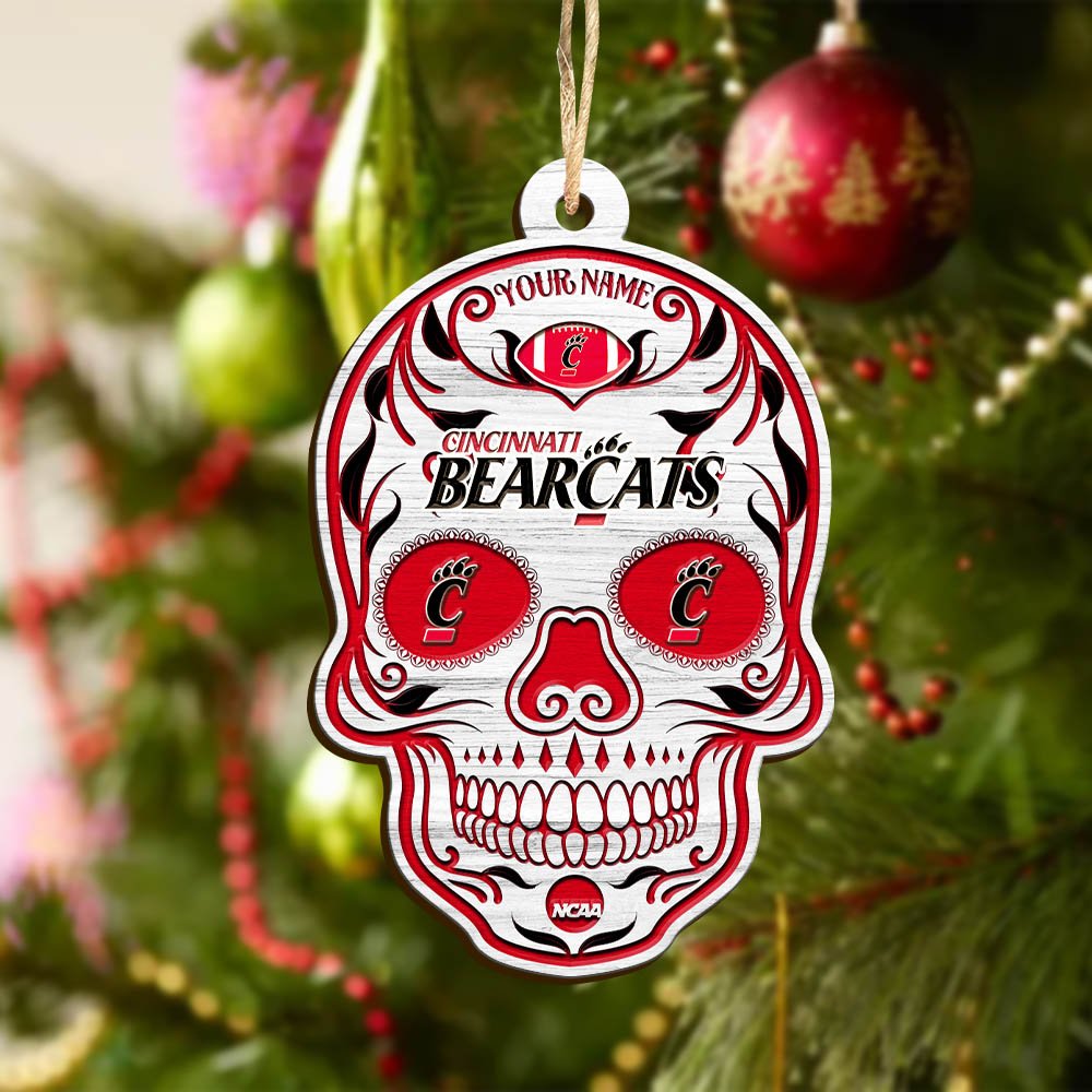 Alternative view of Cincinnati Bearcats Sport Wooden Ornament 2024 Version Personalized Your Name, Football Team And Skull Ornaments, Christmas Tree Decorations ETHY-53301