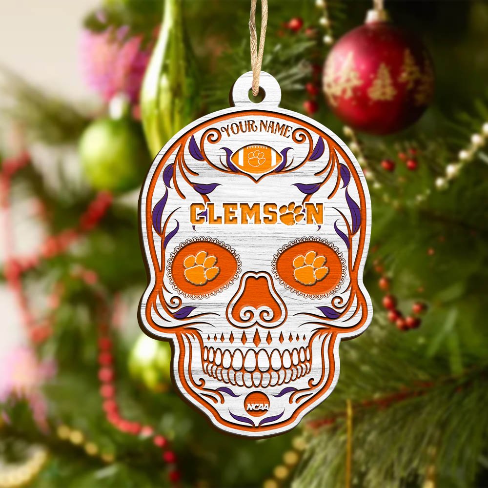 Alternative view of Clemson Tigers Sport Wooden Ornament 2024 Version Personalized Your Name, Football Team And Skull Ornaments, Christmas Tree Decorations ETHY-53301