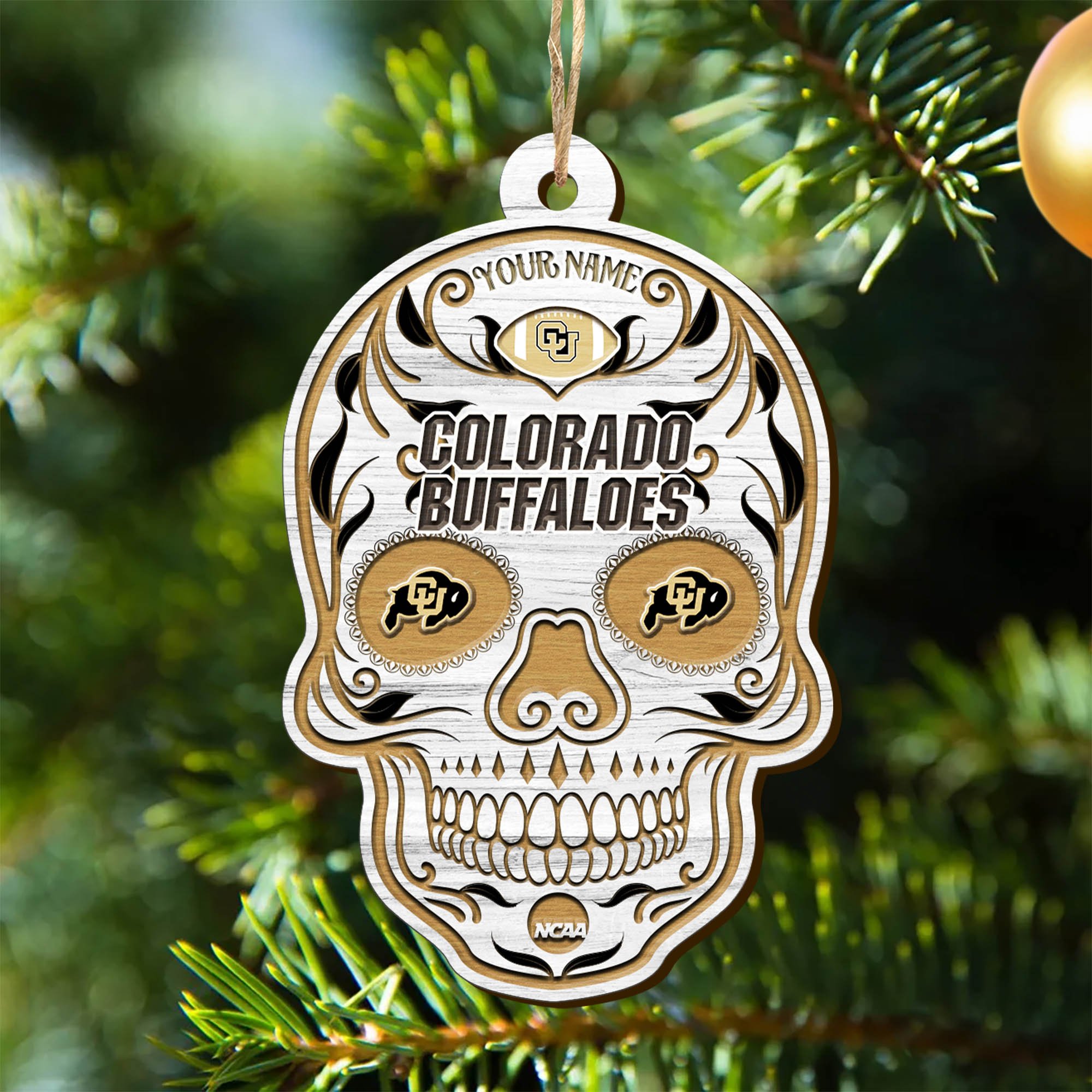 Colorado Buffaloes Sport Wooden Ornament 2024 Version Personalized Your Name, Football Team And Skull Ornaments, Christmas Tree Decorations ETHY-53301
