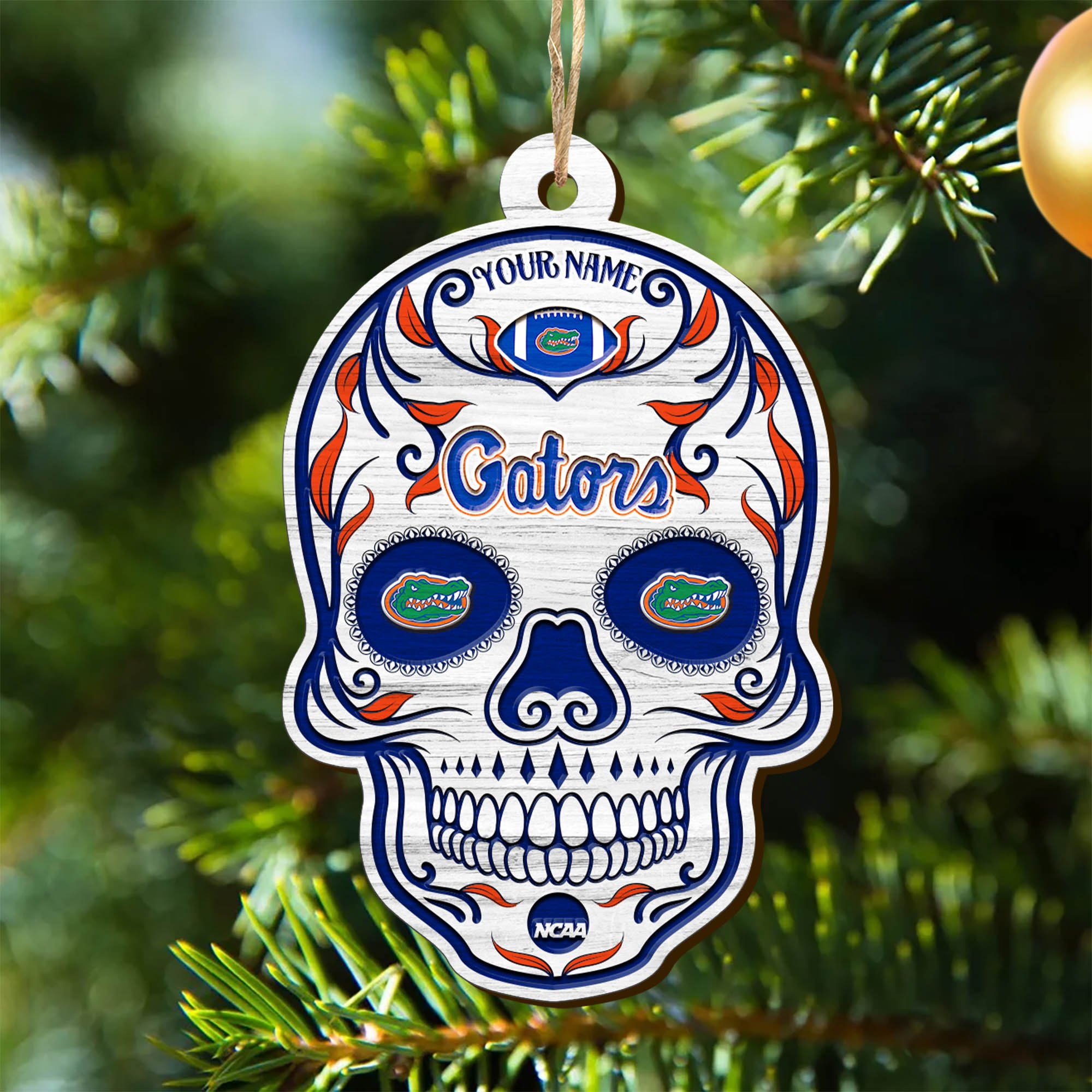 Florida Gators Sport Wooden Ornament 2024 Version Personalized Your Name, Football Team And Skull Ornaments, Christmas Tree Decorations ETHY-53301