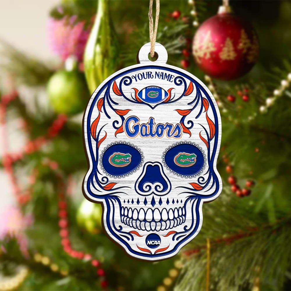 Alternative view of Florida Gators Sport Wooden Ornament 2024 Version Personalized Your Name, Football Team And Skull Ornaments, Christmas Tree Decorations ETHY-53301