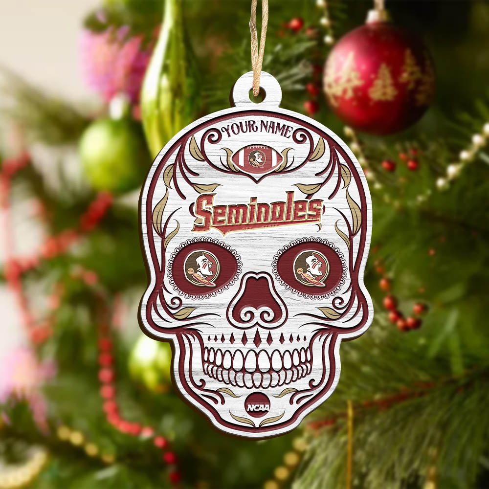Alternative view of Florida State Seminoles Sport Wooden Ornament 2024 Version Personalized Your Name, Football Team And Skull Ornaments, Christmas Tree Decorations ETHY-53301
