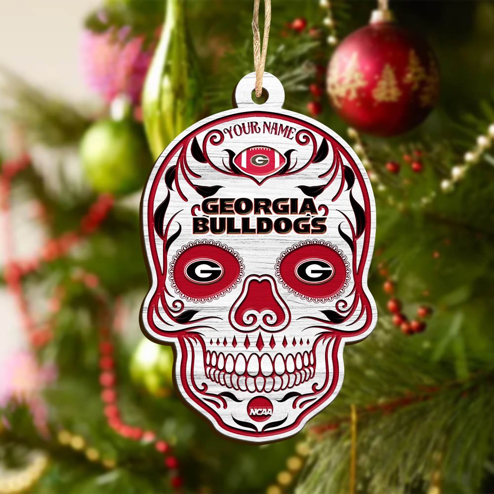 Alternative view of Georgia Bulldogs Sport Wooden Ornament 2024 Version Personalized Your Name, Football Team And Skull Ornaments, Christmas Tree Decorations ETHY-53301