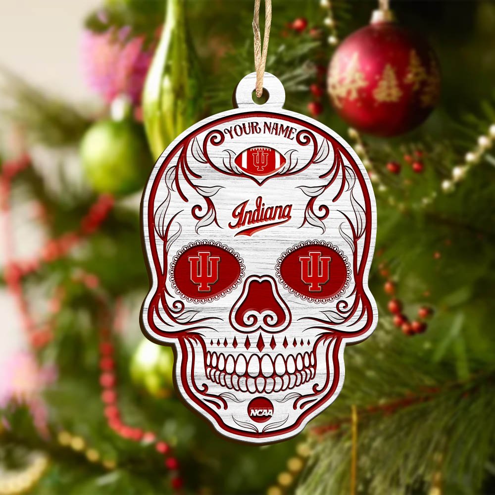 Alternative view of Indiana Hoosiers Sport Wooden Ornament 2024 Version Personalized Your Name, Football Team And Skull Ornaments, Christmas Tree Decorations ETHY-53301