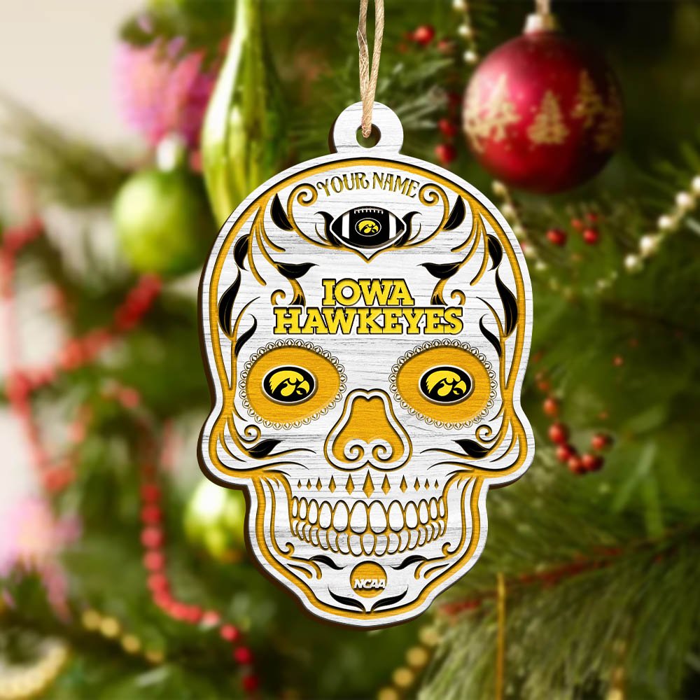 Alternative view of Iowa Hawkeyes Sport Wooden Ornament 2024 Version Personalized Your Name, Football Team And Skull Ornaments, Christmas Tree Decorations ETHY-53301
