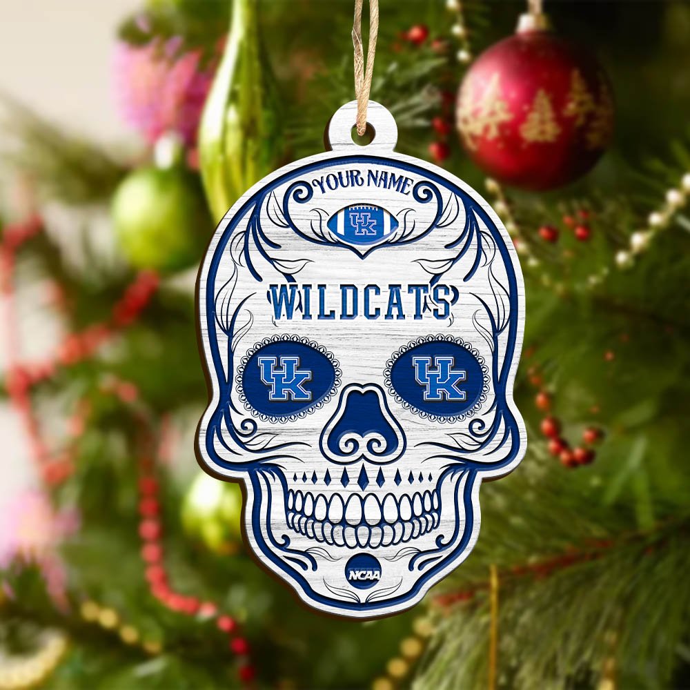 Alternative view of Kentucky Wildcats Sport Wooden Ornament 2024 Version Personalized Your Name, Football Team And Skull Ornaments, Christmas Tree Decorations ETHY-53301