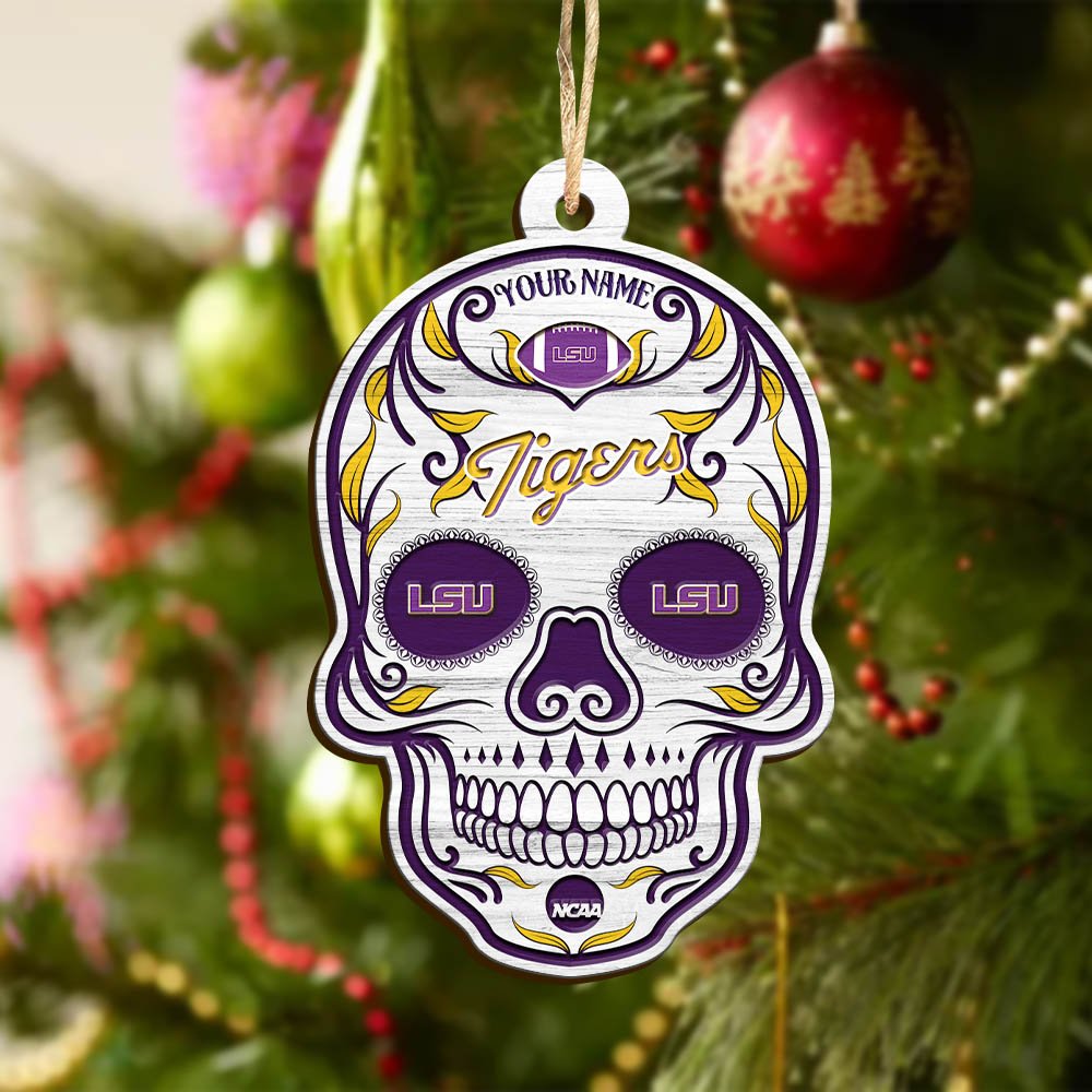 Alternative view of LSU TIGERS Sport Wooden Ornament 2024 Version Personalized Your Name, Football Team And Skull Ornaments, Christmas Tree Decorations ETHY-53301