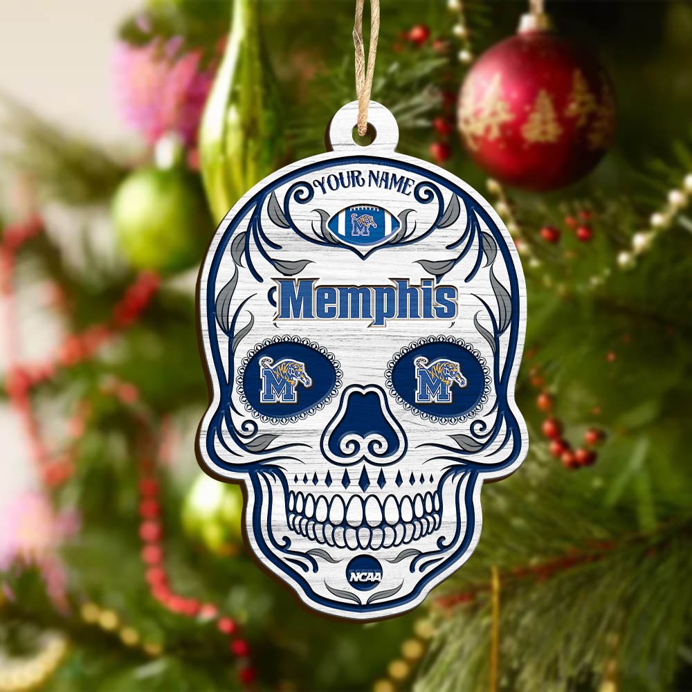 Alternative view of Memphis Tigers Sport Wooden Ornament 2024 Version Personalized Your Name, Football Team And Skull Ornaments, Christmas Tree Decorations ETHY-53301