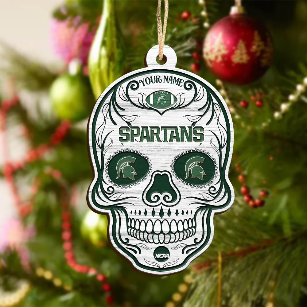 Alternative view of Michigan State Spartans Sport Wooden Ornament 2024 Version Personalized Your Name, Football Team And Skull Ornaments, Christmas Tree Decorations ETHY-53301