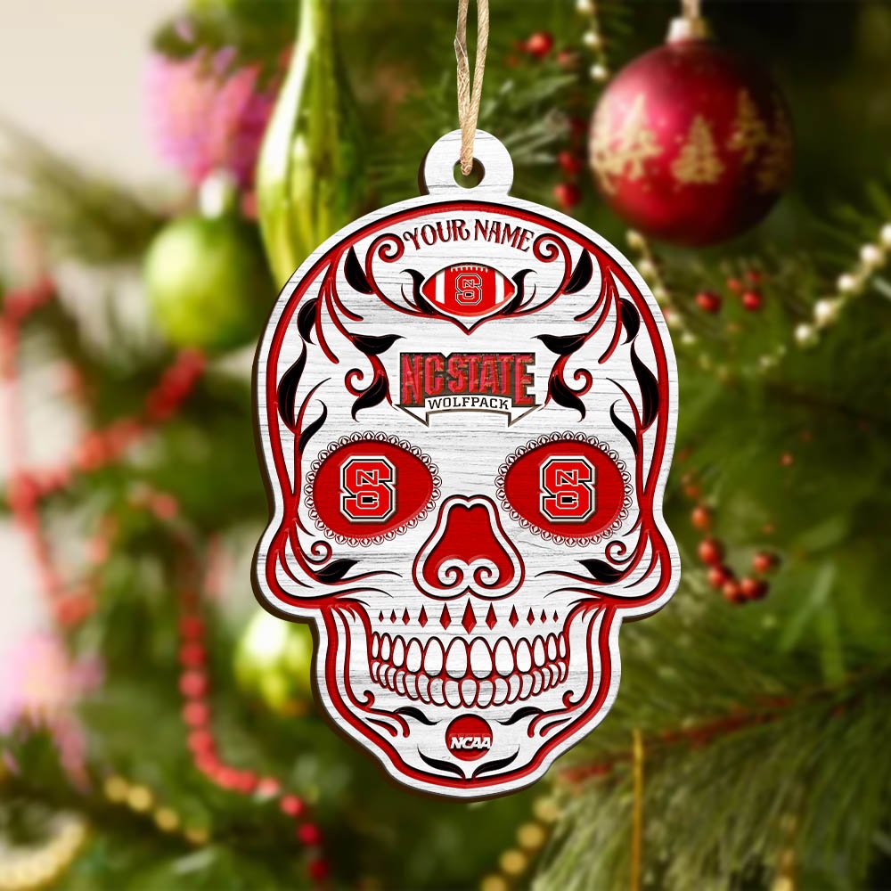 Alternative view of NC State Wolfpack Sport Wooden Ornament 2024 Version Personalized Your Name, Football Team And Skull Ornaments, Christmas Tree Decorations ETHY-53301