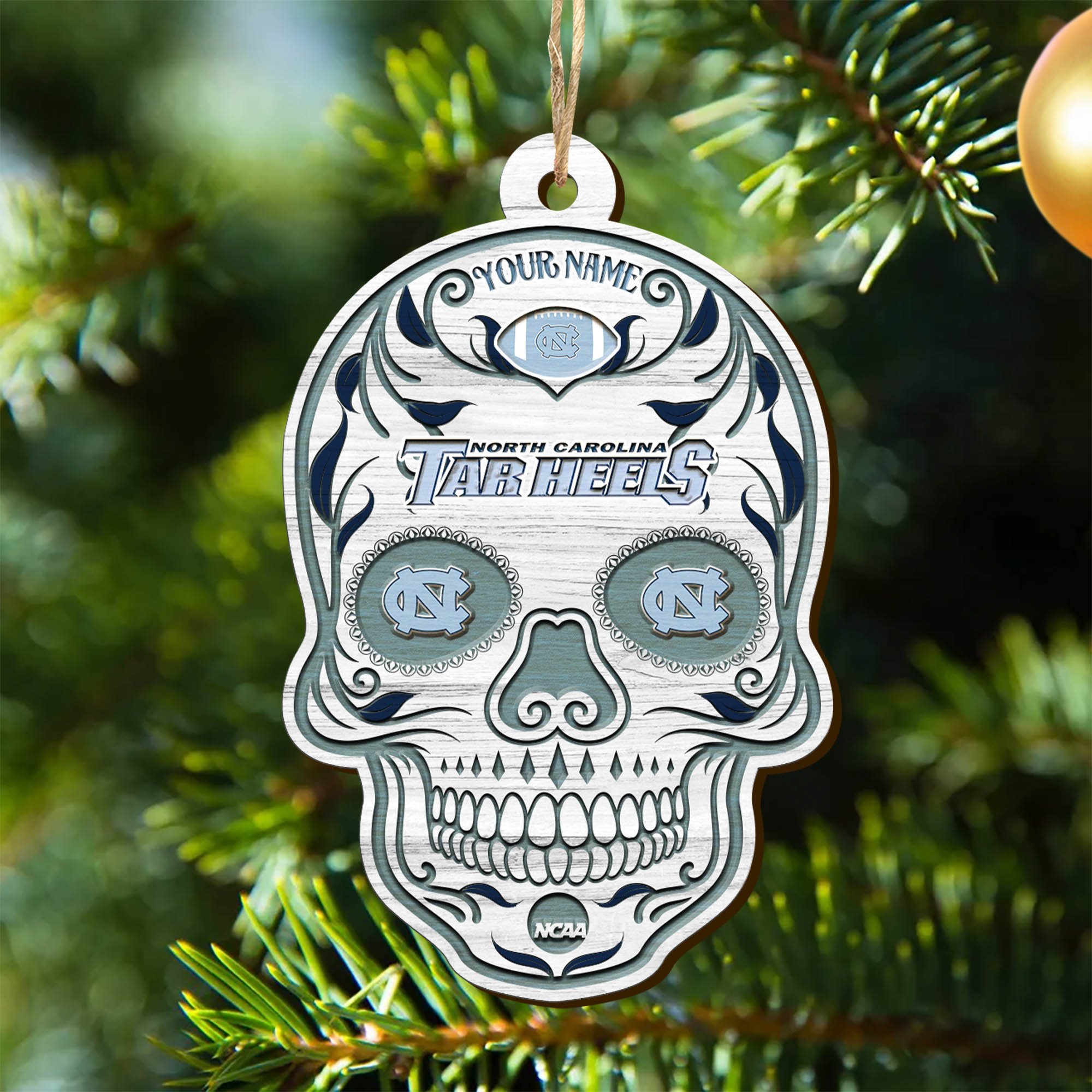 North Carolina Tar Heels Sport Wooden Ornament 2024 Version Personalized Your Name, Football Team And Skull Ornaments, Christmas Tree Decorations ETHY-53301
