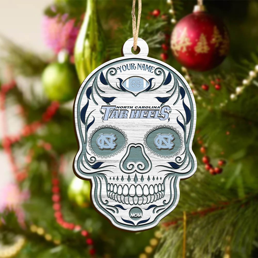 Alternative view of North Carolina Tar Heels Sport Wooden Ornament 2024 Version Personalized Your Name, Football Team And Skull Ornaments, Christmas Tree Decorations ETHY-53301
