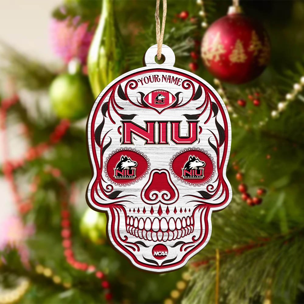 Alternative view of Northern Illinois Huskies Sport Wooden Ornament 2024 Version Personalized Your Name, Football Team And Skull Ornaments, Christmas Tree Decorations ETHY-53301