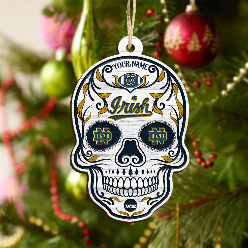 Alternative view of Notre Dame Fighting Irish Sport Wooden Ornament 2024 Version Personalized Your Name, Football Team And Skull Ornaments, Christmas Tree Decorations ETHY-53301