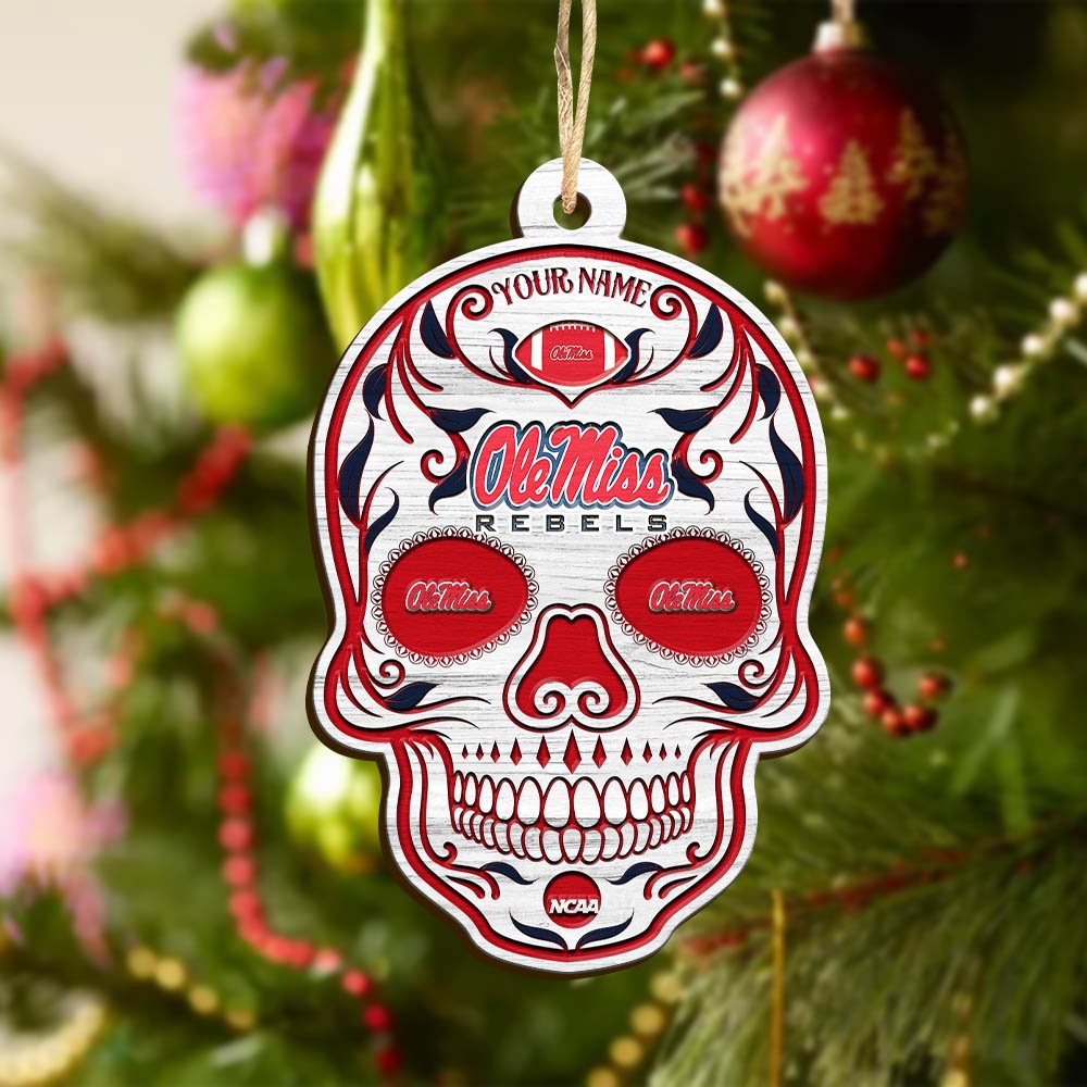 Alternative view of Ole Miss Rebels Sport Wooden Ornament 2024 Version Personalized Your Name, Football Team And Skull Ornaments, Christmas Tree Decorations ETHY-53301