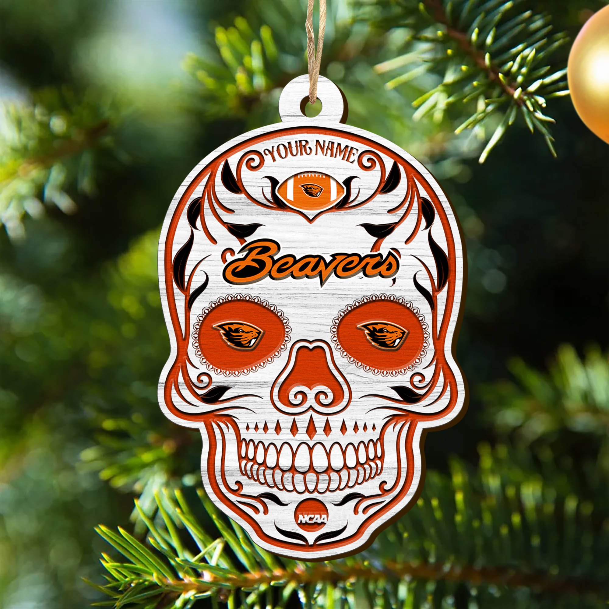 Oregon State Beavers Sport Wooden Ornament 2024 Version Personalized Your Name, Football Team And Skull Ornaments, Christmas Tree Decorations ETHY-53301