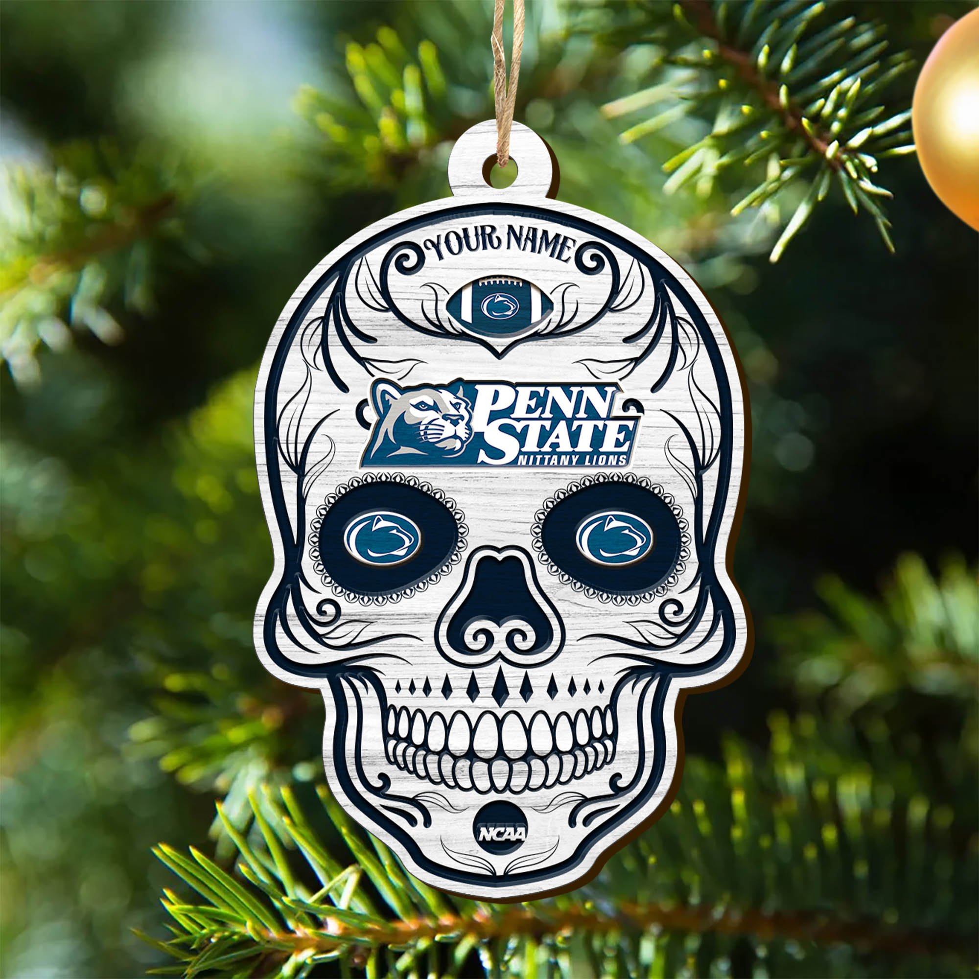 Penn State Nittany Lions Sport Wooden Ornament 2024 Version Personalized Your Name, Football Team And Skull Ornaments, Christmas Tree Decorations ETHY-53301