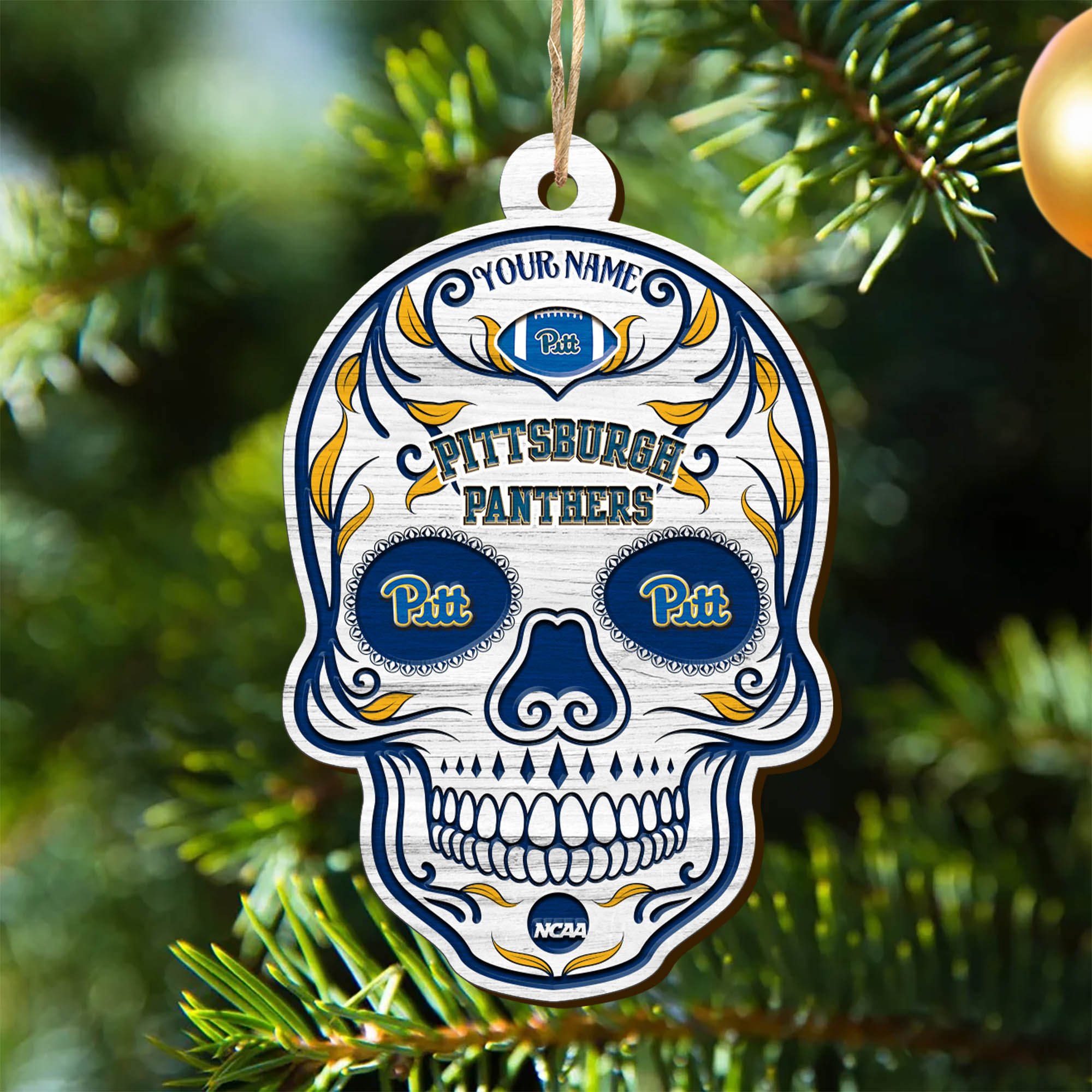 Pittsburgh Panthers Sport Wooden Ornament 2024 Version Personalized Your Name, Football Team And Skull Ornaments, Christmas Tree Decorations ETHY-53301
