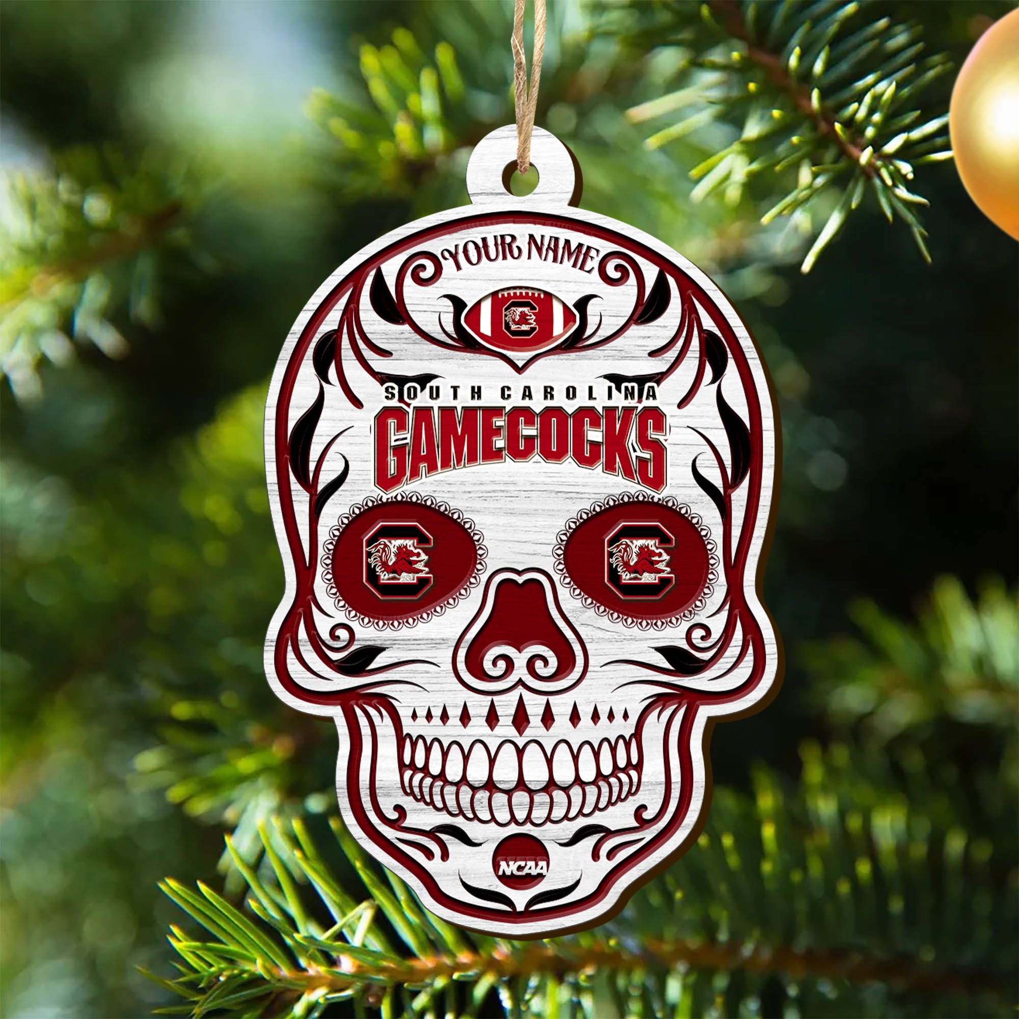 South Carolina Gamecocks Sport Wooden Ornament 2024 Version Personalized Your Name, Football Team And Skull Ornaments, Christmas Tree Decorations ETHY-53301