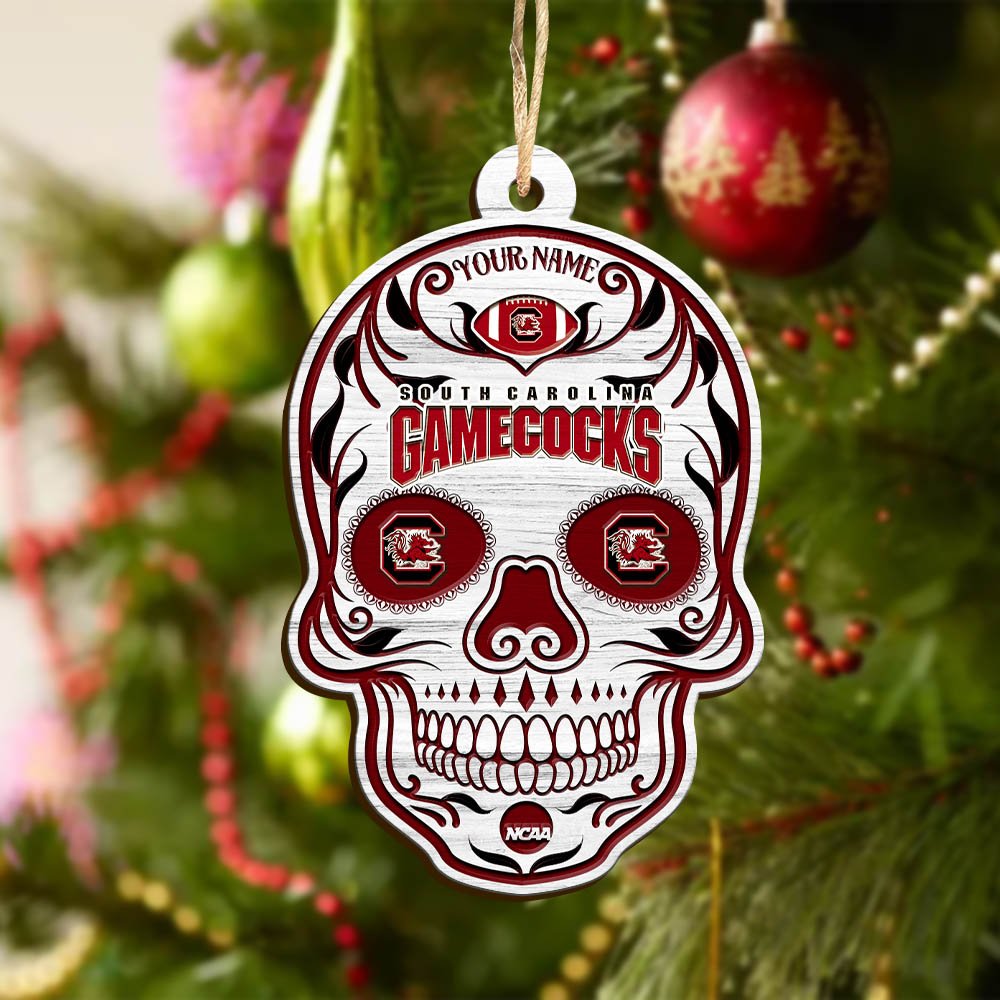 Alternative view of South Carolina Gamecocks Sport Wooden Ornament 2024 Version Personalized Your Name, Football Team And Skull Ornaments, Christmas Tree Decorations ETHY-53301