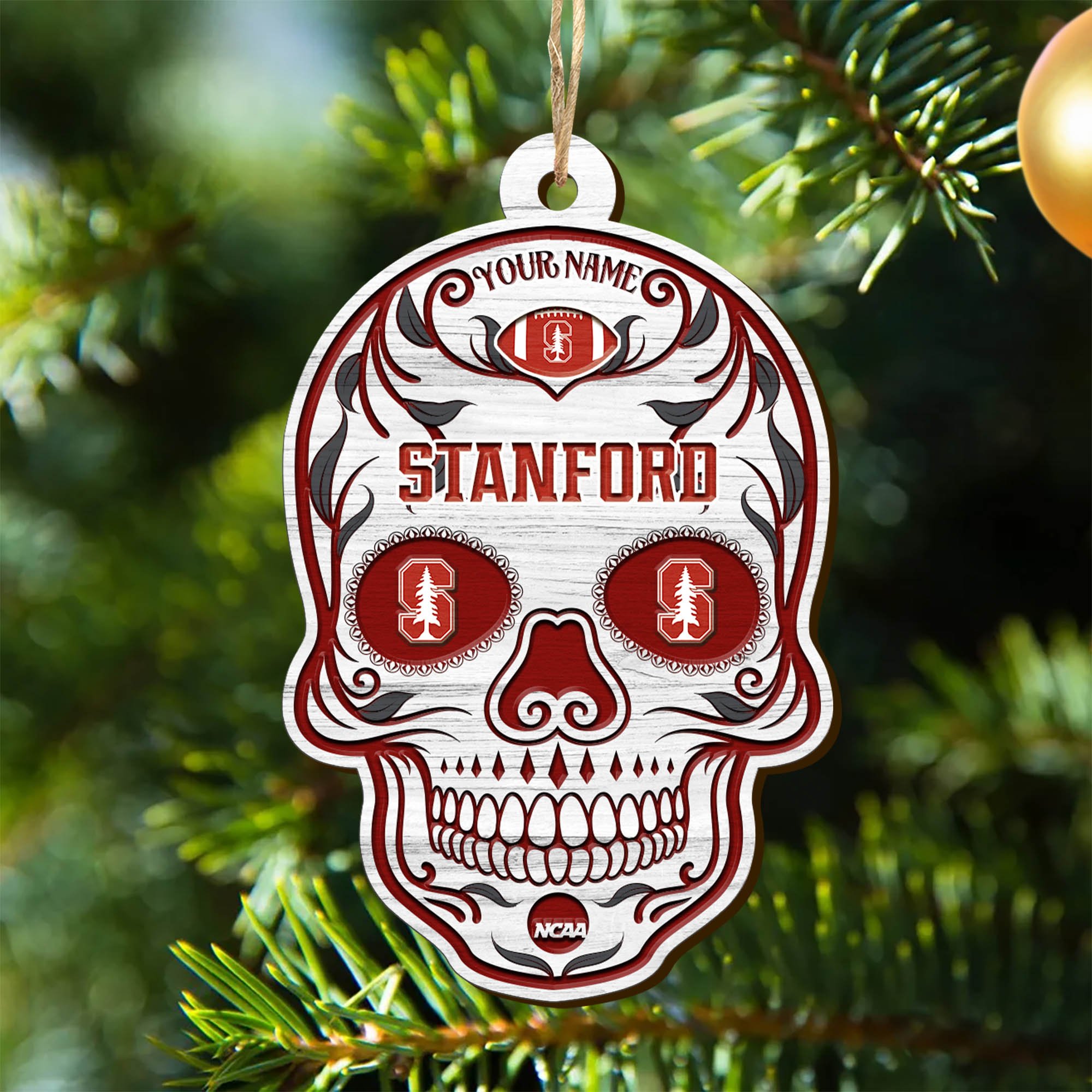Stanford Cardinal Sport Wooden Ornament 2024 Version Personalized Your Name, Football Team And Skull Ornaments, Christmas Tree Decorations ETHY-53301