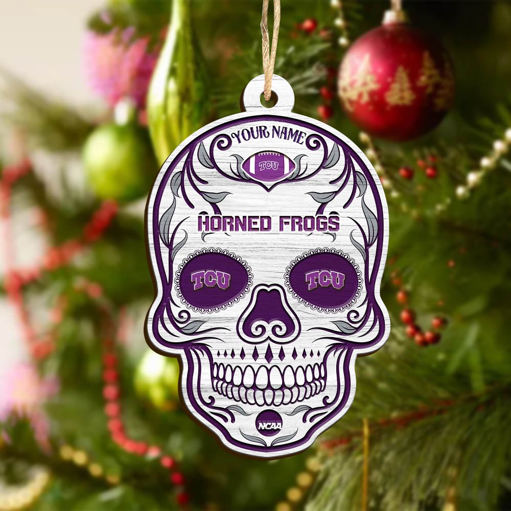 Alternative view of TCU Horned Frogs Sport Wooden Ornament 2024 Version Personalized Your Name, Football Team And Skull Ornaments, Christmas Tree Decorations ETHY-53301