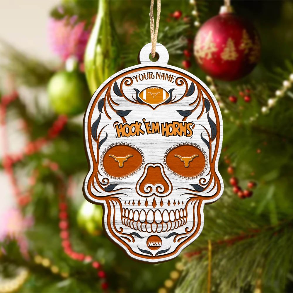 Alternative view of Texas Longhorns Sport Wooden Ornament 2024 Version Personalized Your Name, Football Team And Skull Ornaments, Christmas Tree Decorations ETHY-53301