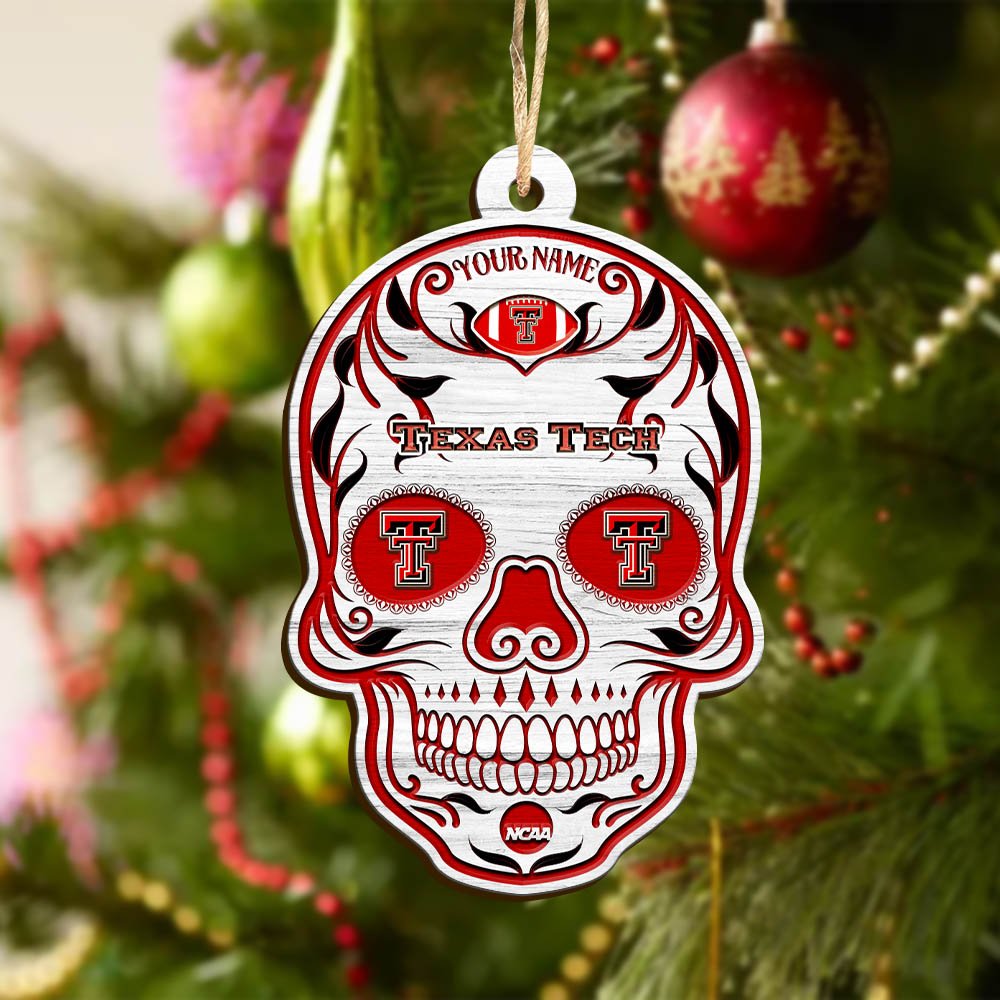 Alternative view of Texas Tech Red Raiders Sport Wooden Ornament 2024 Version Personalized Your Name, Football Team And Skull Ornaments, Christmas Tree Decorations ETHY-53301