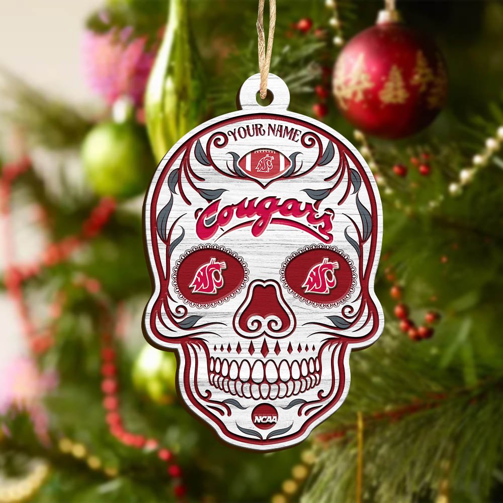 Alternative view of Washington State Cougars Sport Wooden Ornament 2024 Version Personalized Your Name, Football Team And Skull Ornaments, Christmas Tree Decorations ETHY-53301