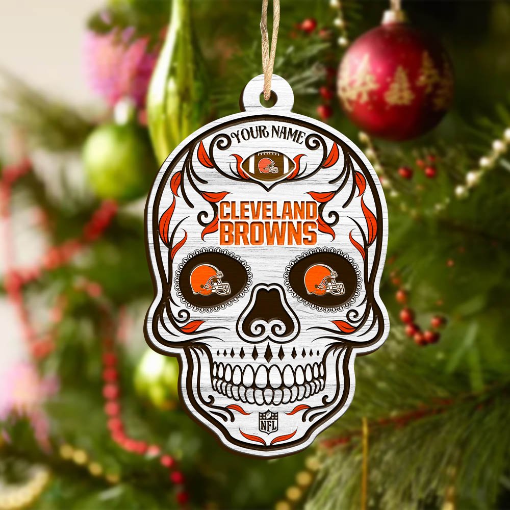 Alternative view of Cleveland Browns Sport Wooden Ornament 2024 Version Personalized Your Name, Football Team And Skull Ornaments, Christmas Tree Decorations ETHY-53301