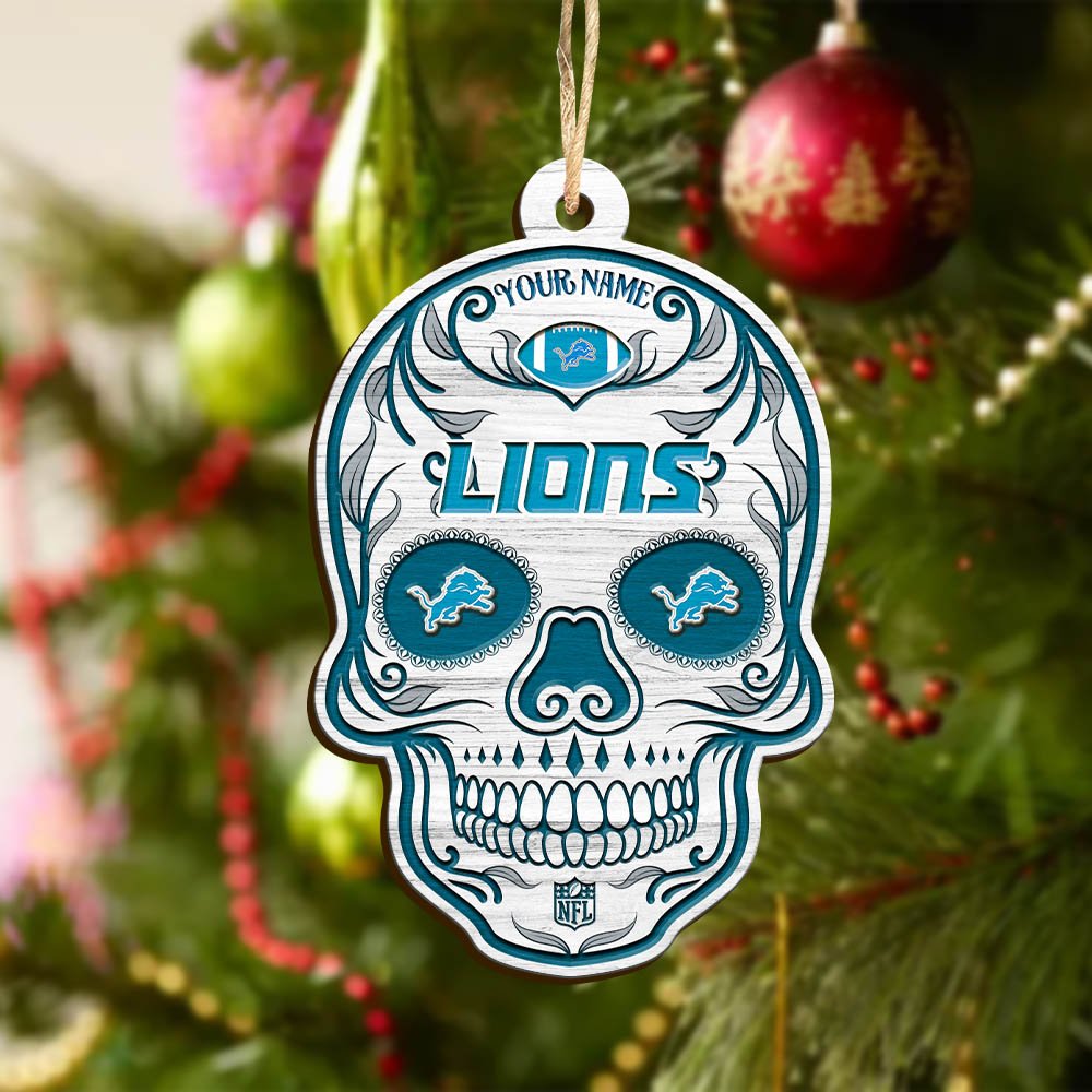Alternative view of Detroit Lions Sport Wooden Ornament 2024 Version Personalized Your Name, Football Team And Skull Ornaments, Christmas Tree Decorations ETHY-53301