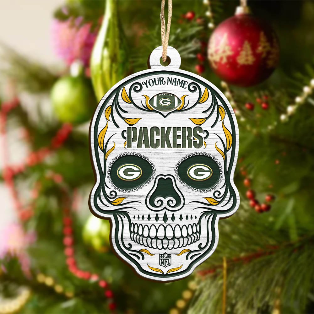 Alternative view of Green Bay Packers Sport Wooden Ornament 2024 Version Personalized Your Name, Football Team And Skull Ornaments, Christmas Tree Decorations ETHY-53301
