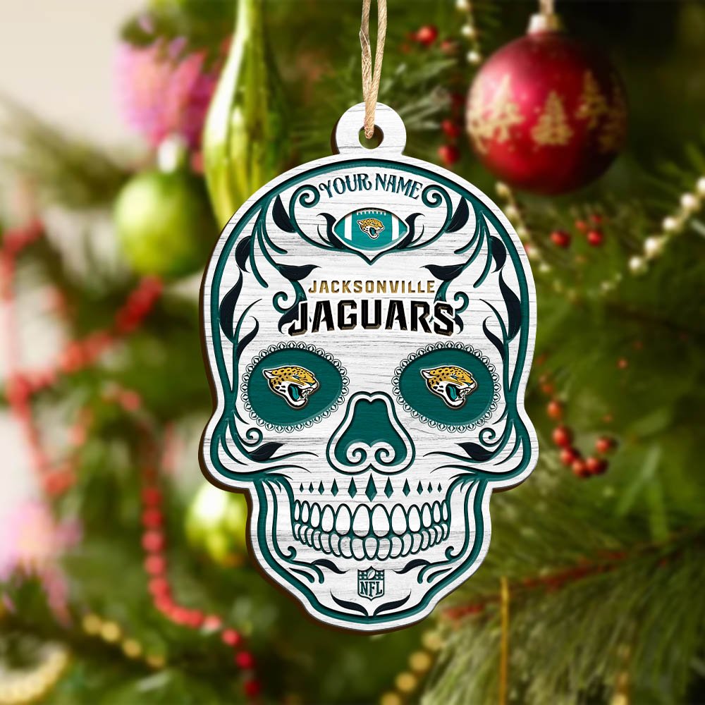 Alternative view of Jacksonville Jaguars Sport Wooden Ornament 2024 Version Personalized Your Name, Football Team And Skull Ornaments, Christmas Tree Decorations ETHY-53301