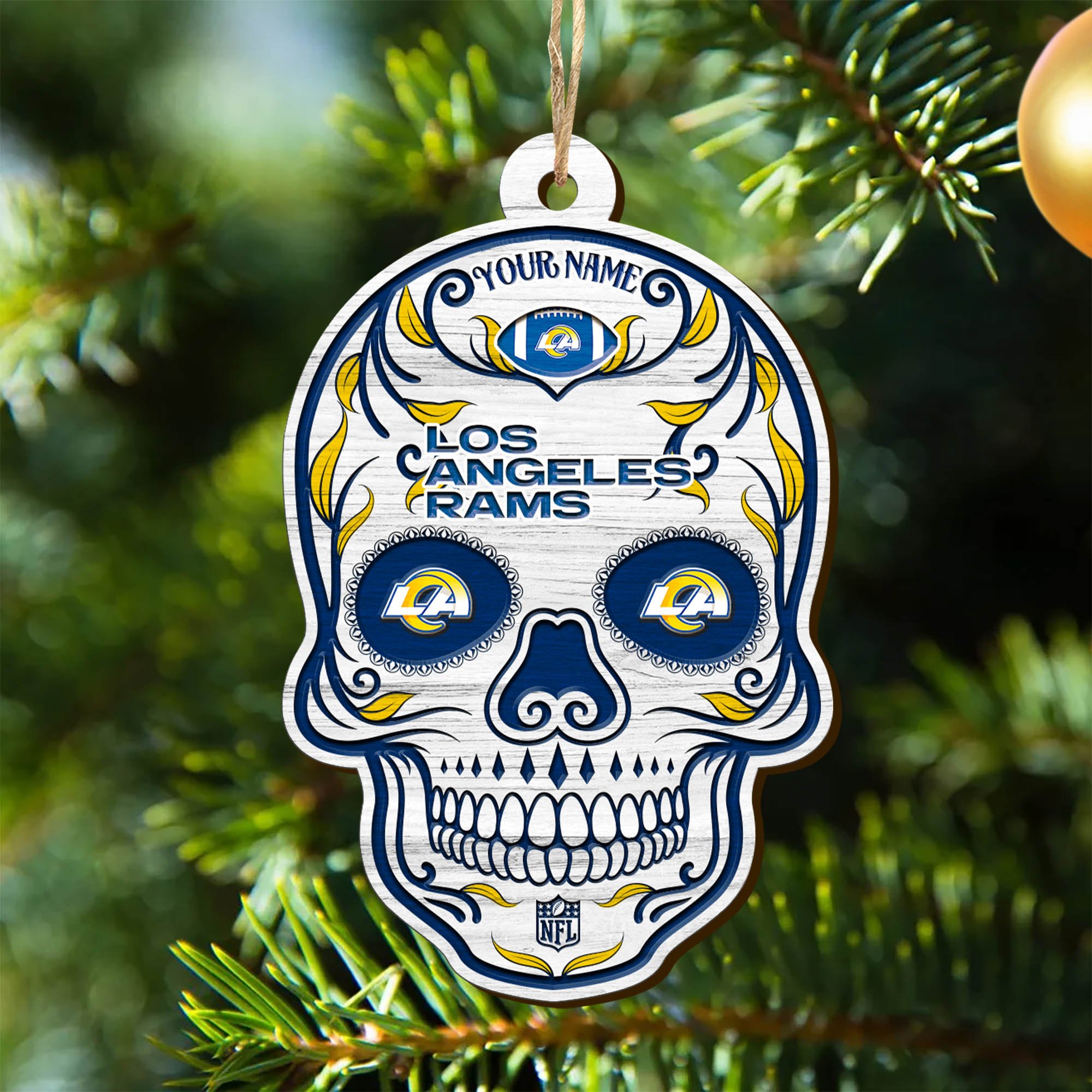 Los Angeles Rams Sport Wooden Ornament 2024 Version Personalized Your Name, Football Team And Skull Ornaments, Christmas Tree Decorations ETHY-53301