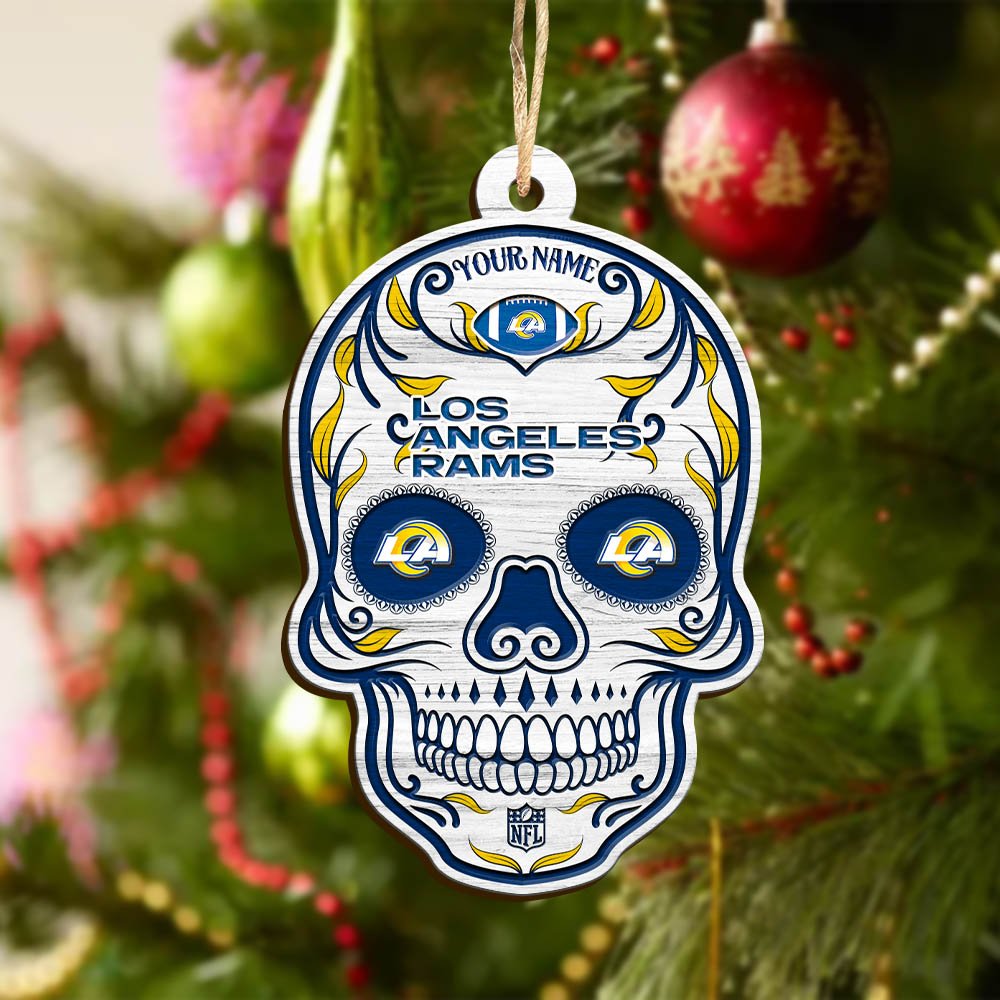 Alternative view of Los Angeles Rams Sport Wooden Ornament 2024 Version Personalized Your Name, Football Team And Skull Ornaments, Christmas Tree Decorations ETHY-53301