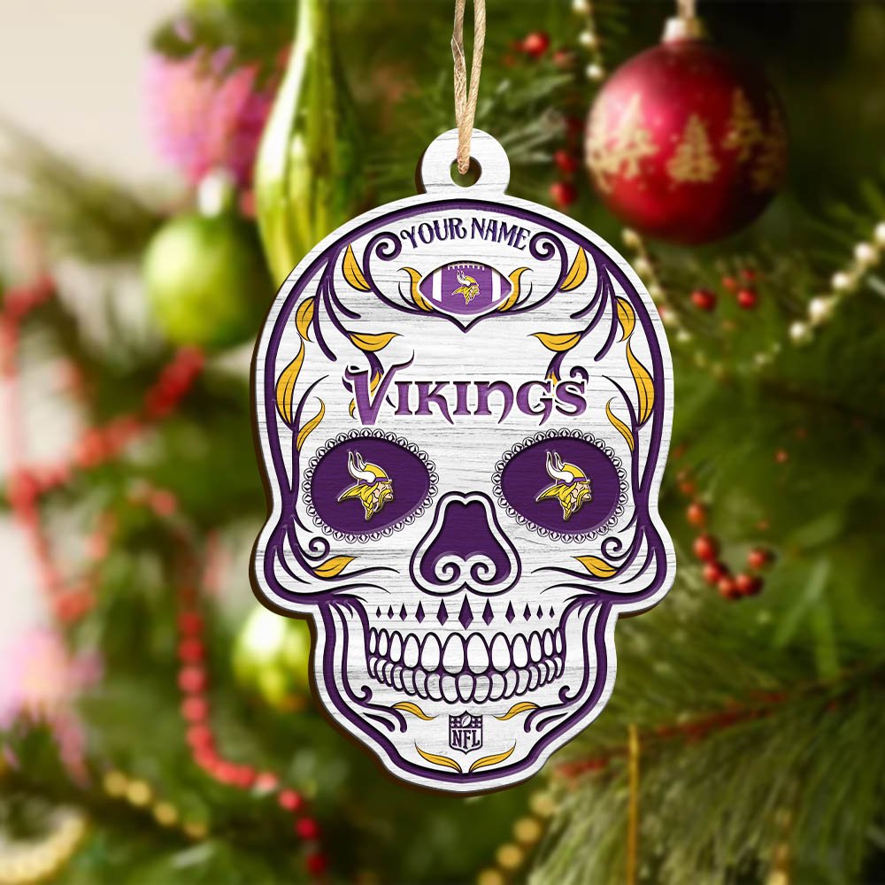 Alternative view of Minnesota Vikings Sport Wooden Ornament 2024 Version Personalized Your Name, Football Team And Skull Ornaments, Christmas Tree Decorations ETHY-53301