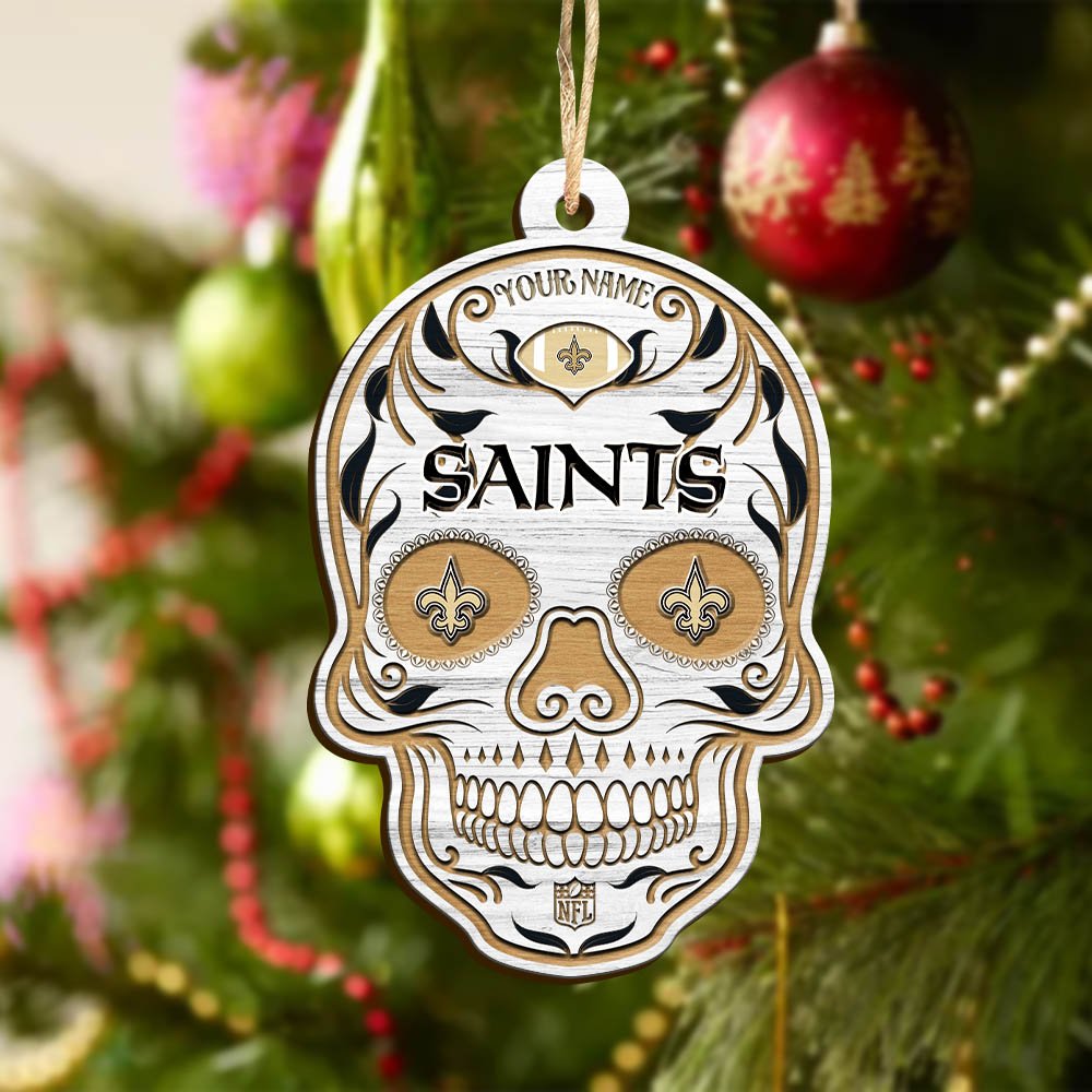 Alternative view of New Orleans Saints Sport Wooden Ornament 2024 Version Personalized Your Name, Football Team And Skull Ornaments, Christmas Tree Decorations ETHY-53301