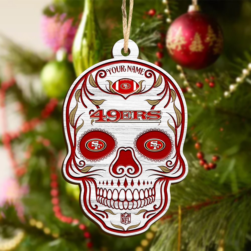 Alternative view of San Francisco 49ers Sport Wooden Ornament 2024 Version Personalized Your Name, Football Team And Skull Ornaments, Christmas Tree Decorations ETHY-53301