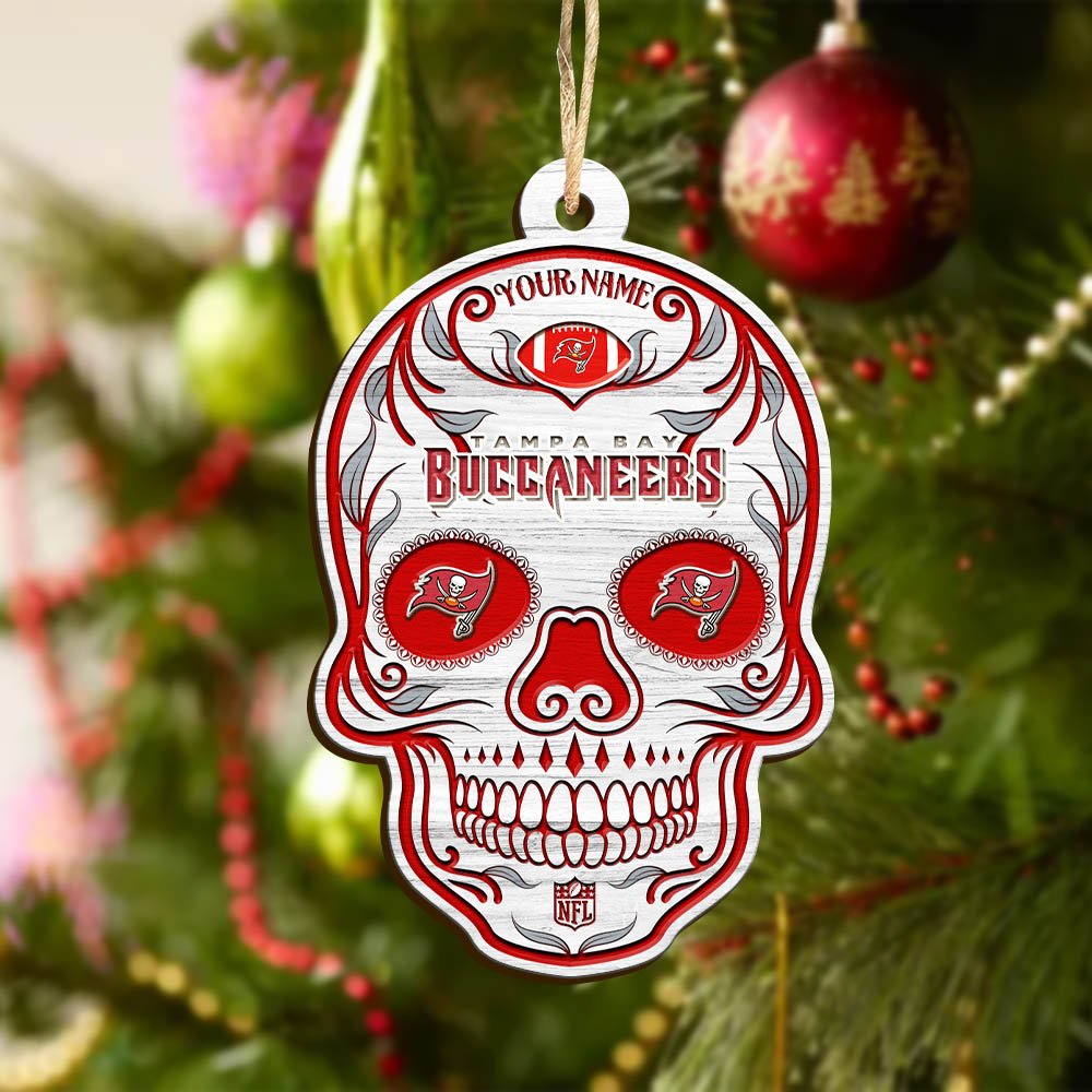 Alternative view of Tampa Bay Buccaneers Sport Wooden Ornament 2024 Version Personalized Your Name, Football Team And Skull Ornaments, Christmas Tree Decorations ETHY-53301