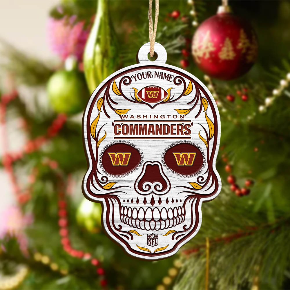 Alternative view of Washington Commanders Sport Wooden Ornament 2024 Version Personalized Your Name, Football Team And Skull Ornaments, Christmas Tree Decorations ETHY-53301