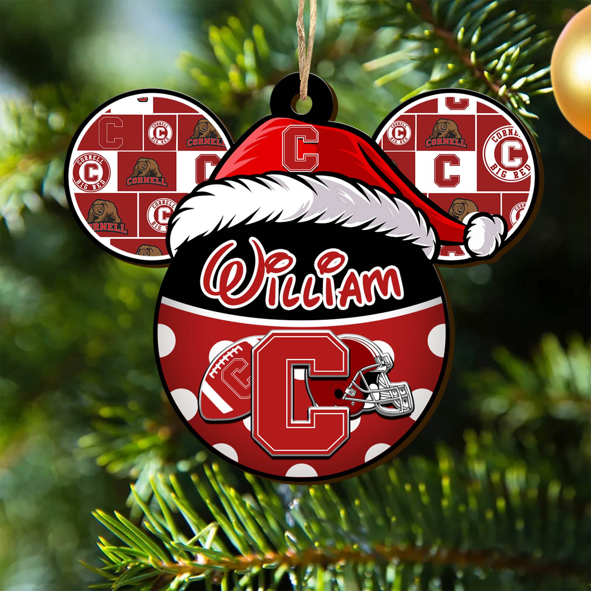 Cornell Big Red Wooden Ornament 2024 Version Personalized Your Name, Christmas Gifts For Sport Fan, Home Decorations ETHY-53354