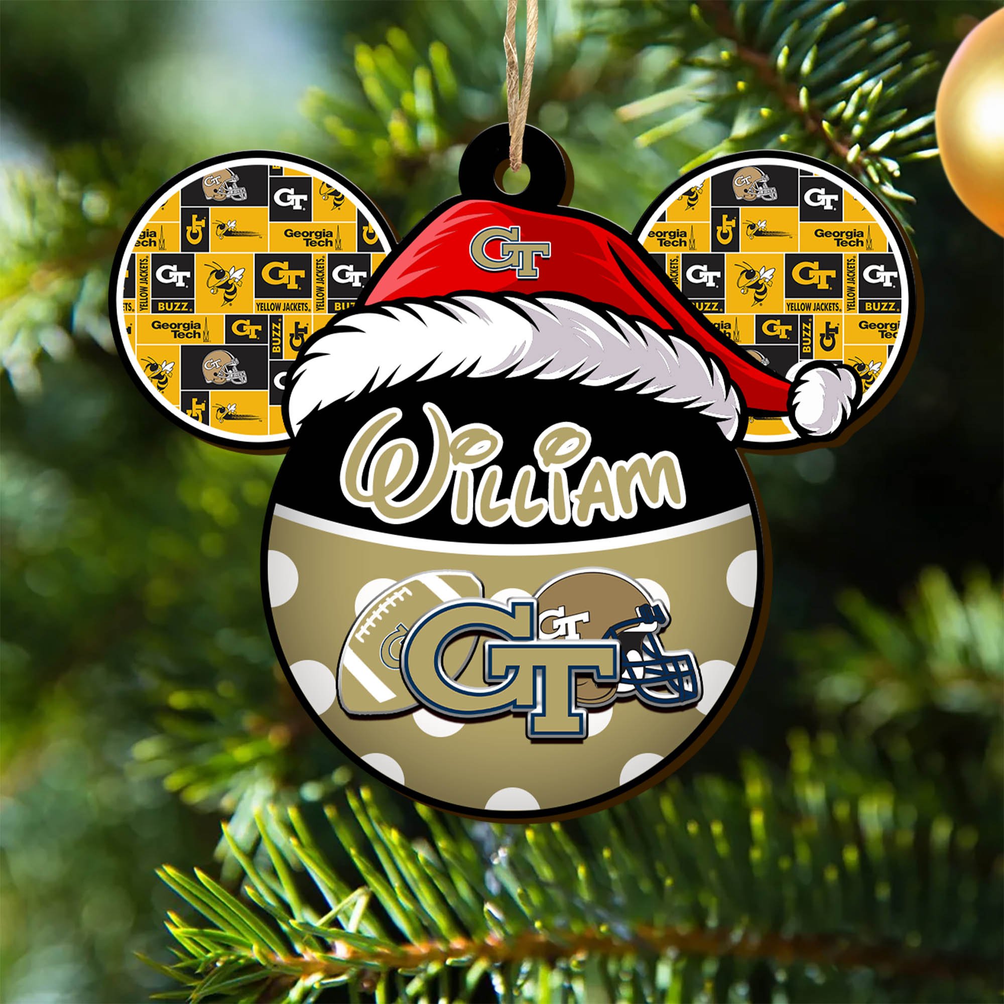 Georgia Tech Yellow Jackets Wooden Ornament 2024 Version Personalized Your Name, Christmas Gifts For Sport Fan, Home Decorations ETHY-53354